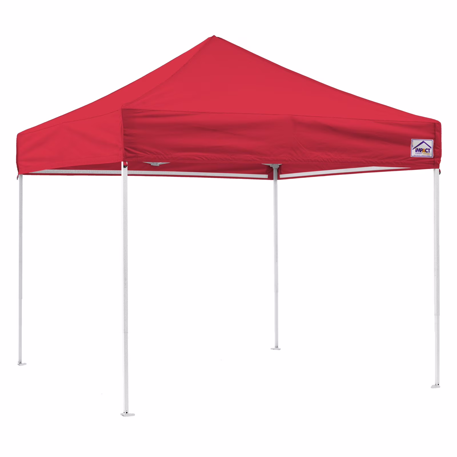 Impact Canopy 10x10 Instant Pop Up Canopy Tent, Straight Leg, Weight Bags, Roller Bag, Red