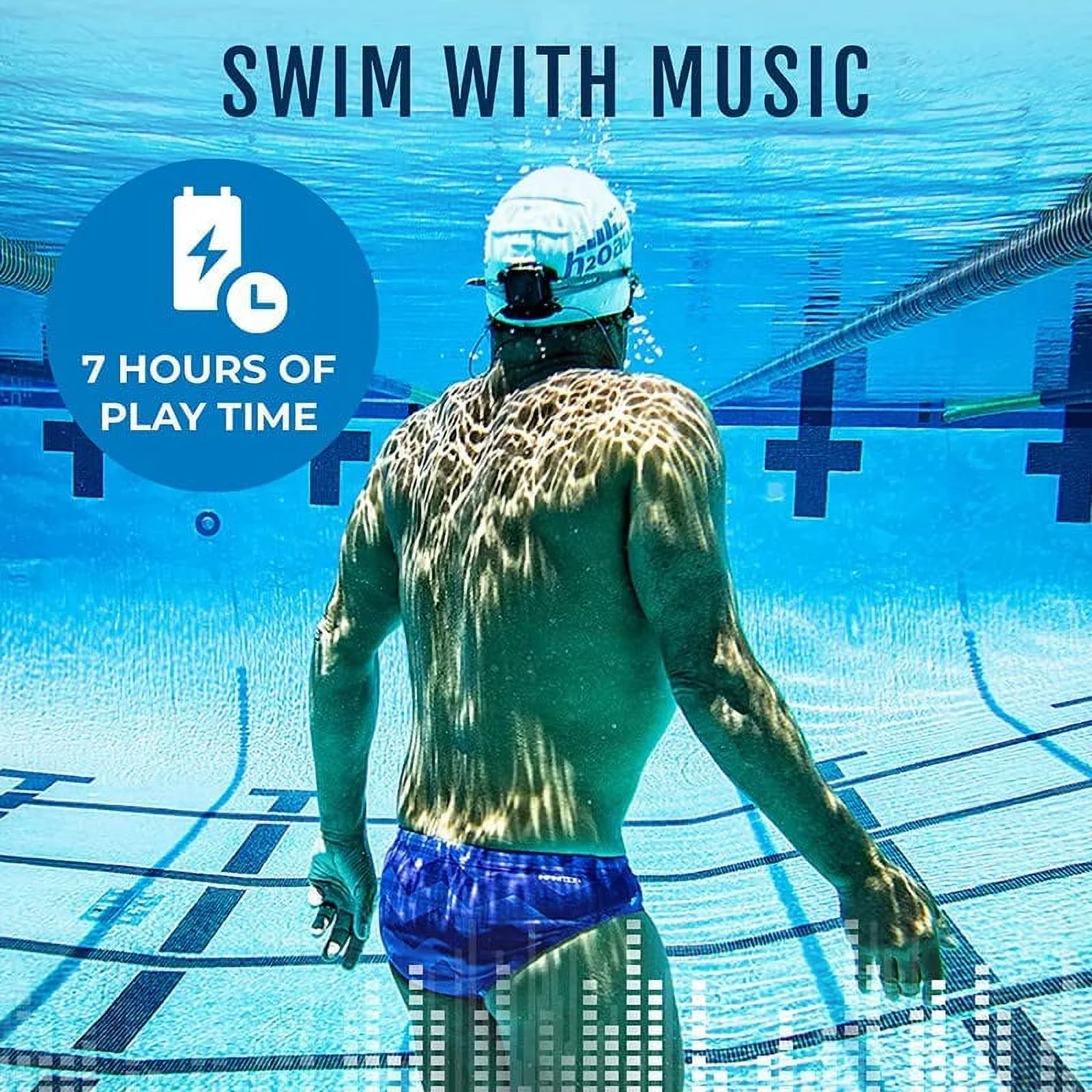 H2O Audio Interval Surge S+ Swimming Earbuds for Appel Watch - Waterproof IPX8 – Bluetooth Headphones for Underwater Sports - Bass-Amplified - 6-Hour Playtime – Black