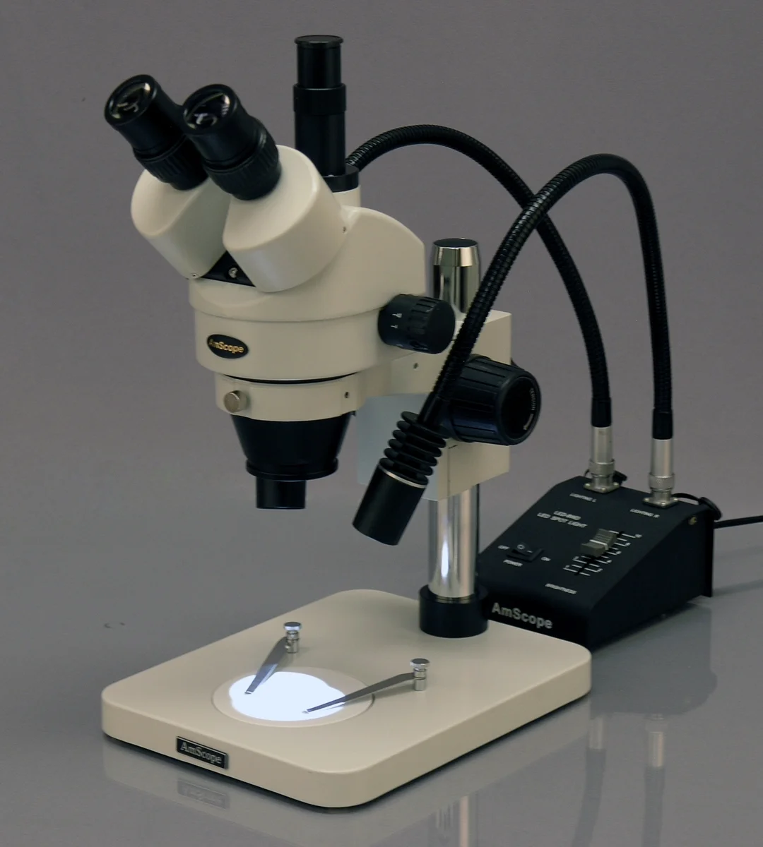 AmScope 7X-45X LED Two Gooseneck Light Zoom Stereo Microscope + 1.3MP USB Digital Camera New