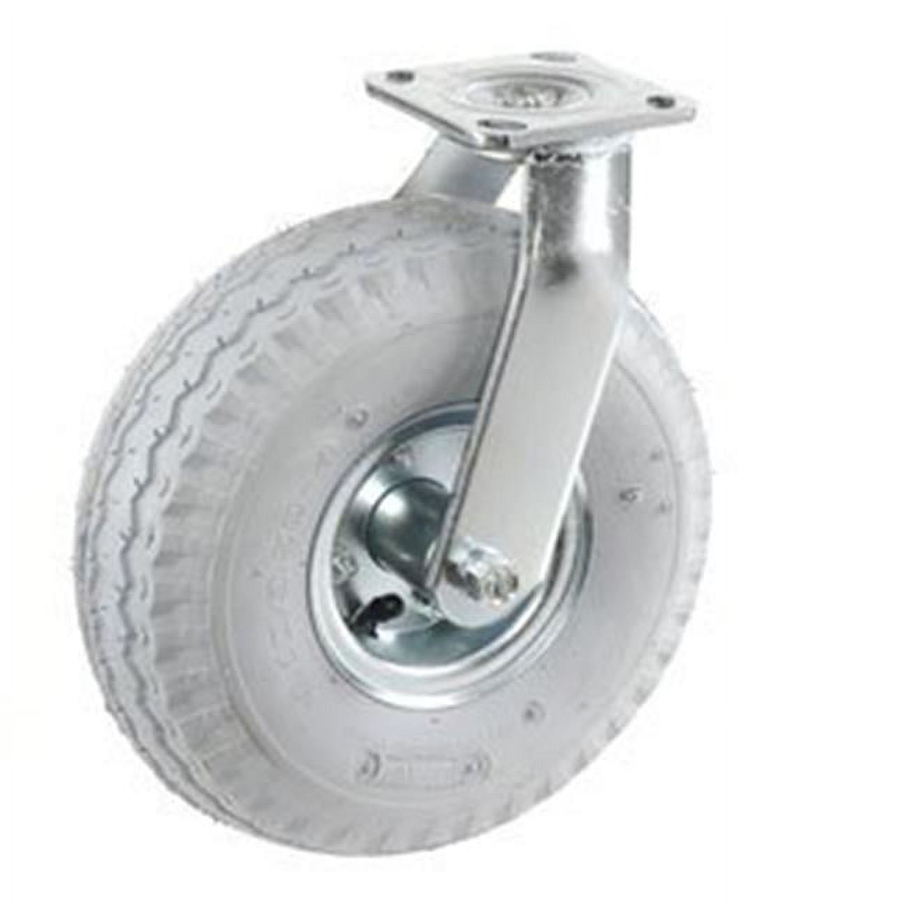 Swivel Plate Caster with 10 in. Full Pneumatic Wheel - Gray - 10 in.