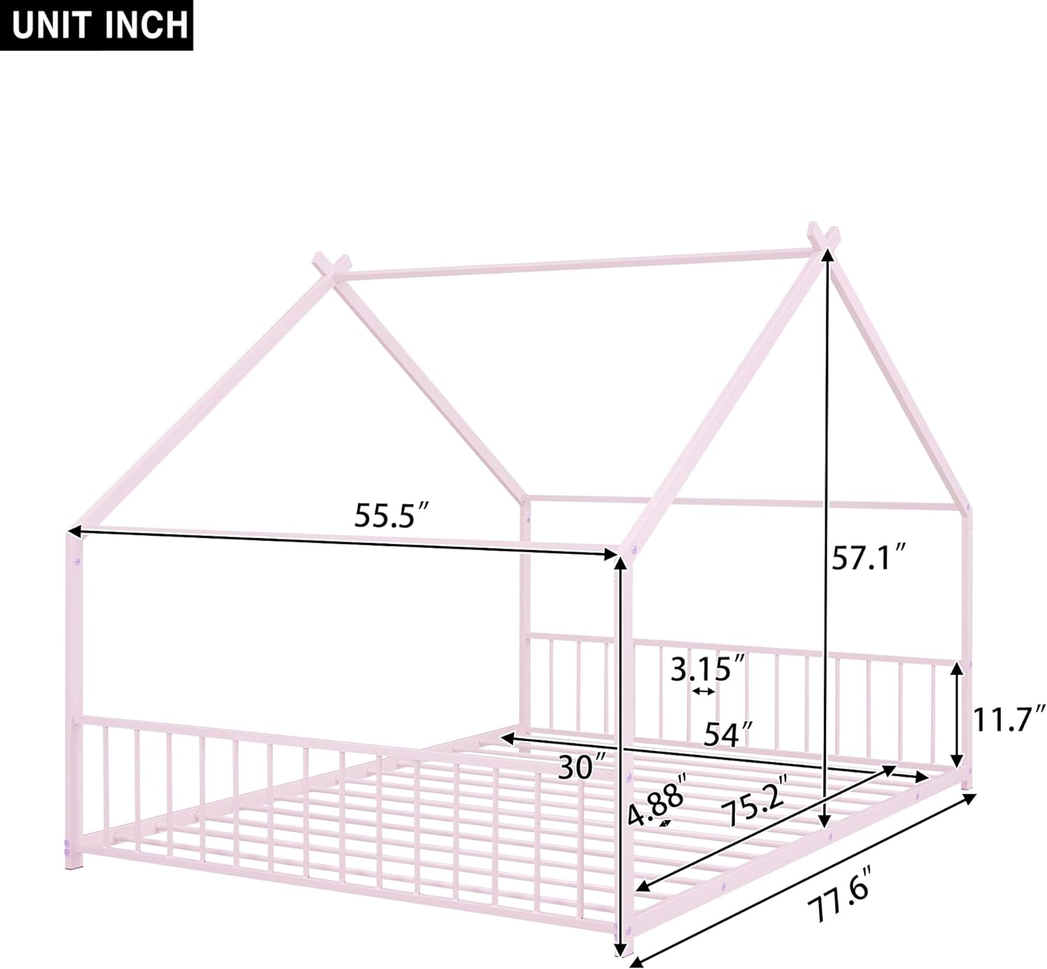 Full Size Meal House Bed, Floor Bed Frame o Sprig Box Required,