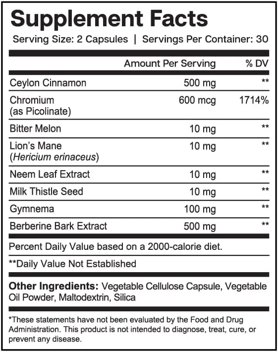 Essential Elements Blood Glucose Supplement with Ceylon Cinnamon and Berberine GluControl | 120 Capsules (2-Pack)