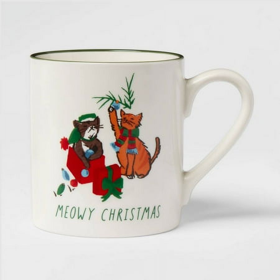 16oz Stoneware Meowy Christmas Mug White - Threshold