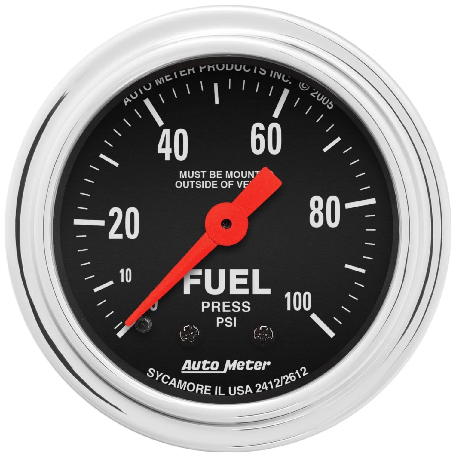 Autometer 2412 Traditional Chrome Mechanical Fuel Pressure Gauge
