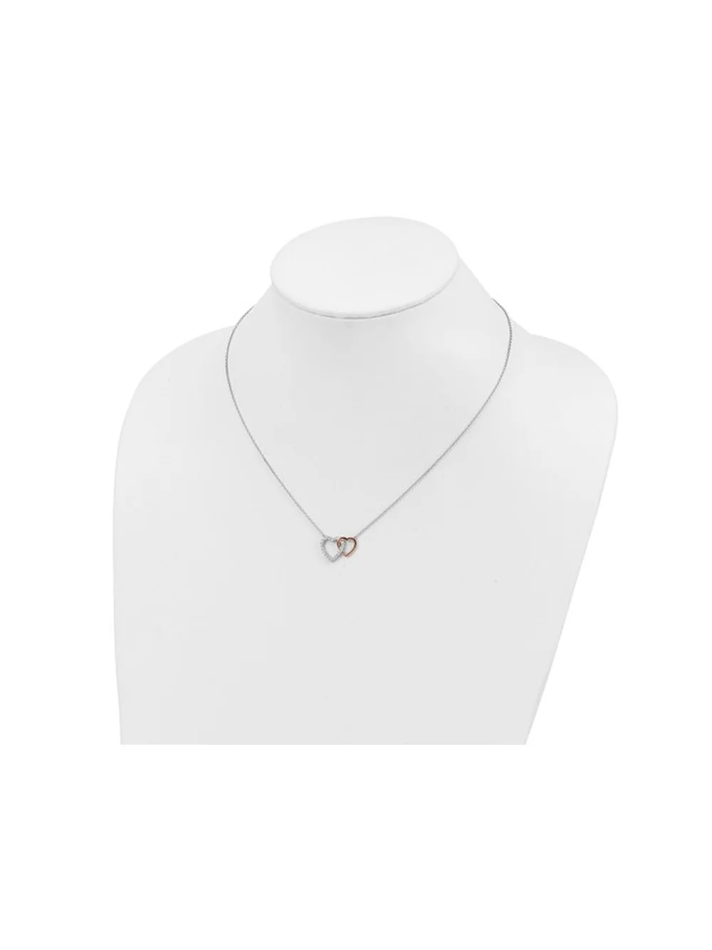 1/5 Carat (Ctw SI1-SI2, H-I) Lab-Grown Diamond Heart Pendant Necklace in 14K White and Pink Gold with Chain
