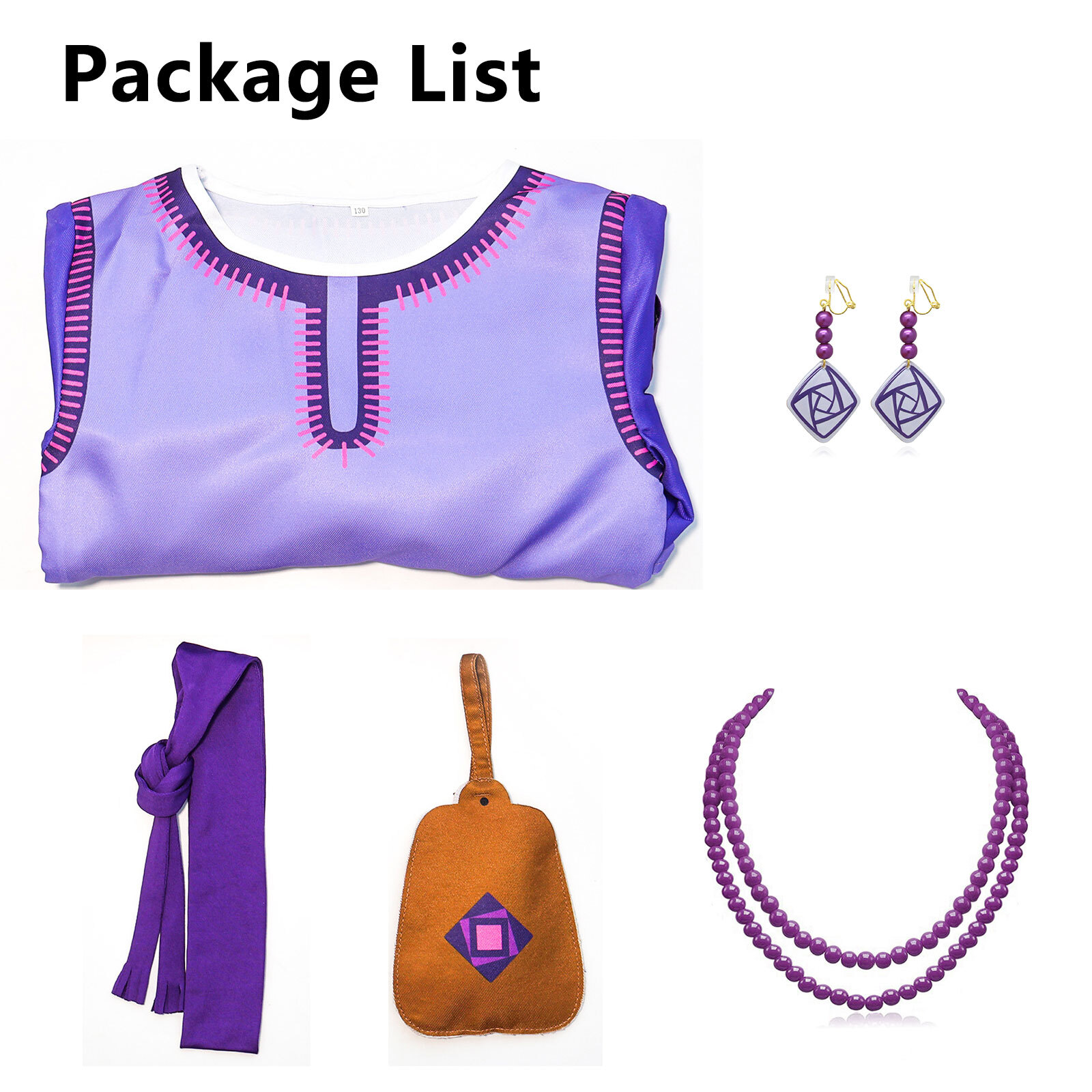 Girls Asha Costume Princess Dress Cosplay Party Outfits Set, 4-10Y