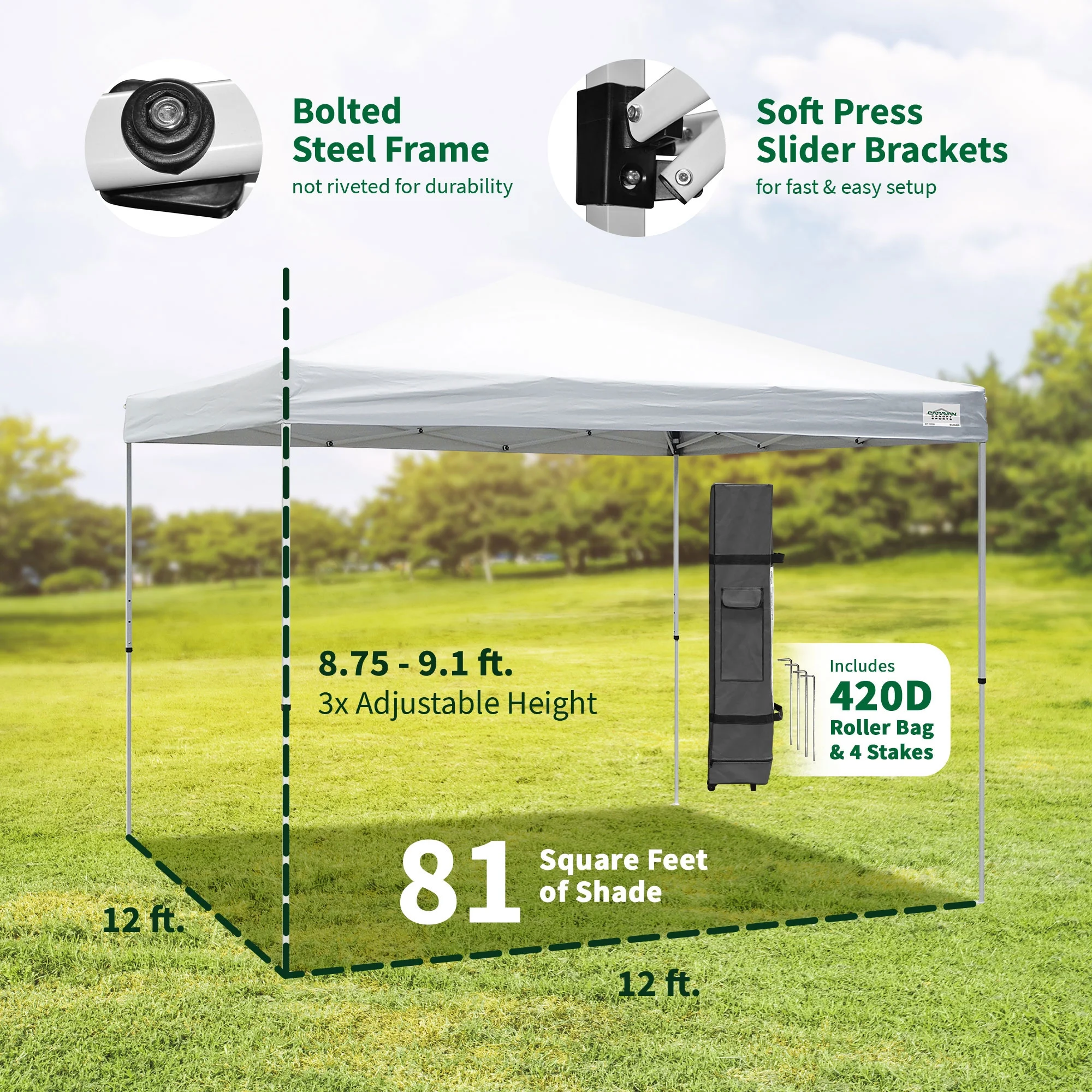 Caravan Canopy V Series Sidewalls w/V Series 2 Angled Leg Canopy & 4 Plates