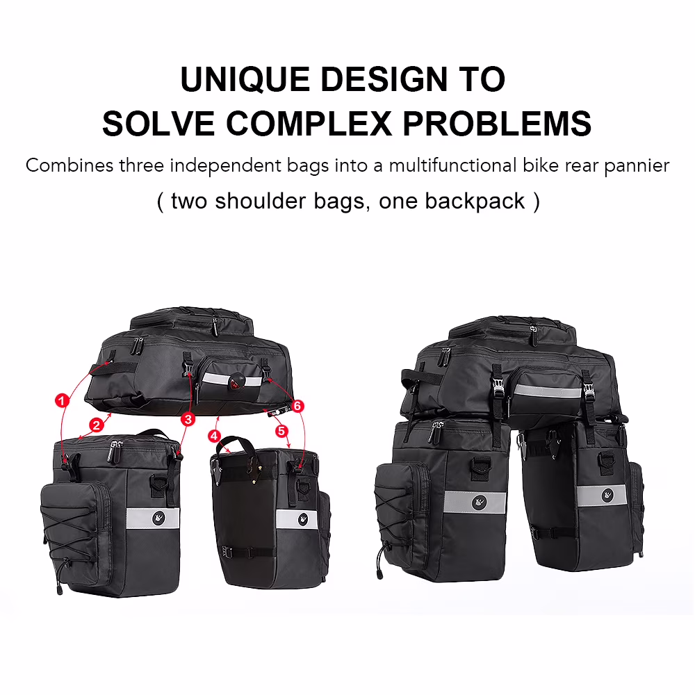 GoolRC Bike Bag,Bike Rear 3 In 1 Waterproof Bike Saddle In 1 Bike Rear Waterproof Bike Qahm