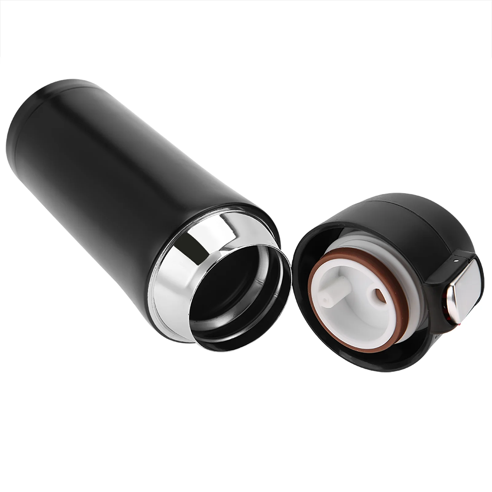 Taza termo de acero inoxidable, termo al vacío de acero inoxidable Delaman Botella de agua aislada Taza de viaje Taza de té de café 350 ml Accesorios para el hogar(Negro)