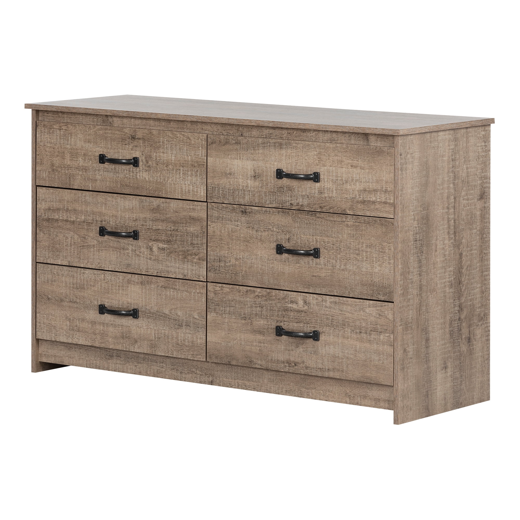 South Shore Tassio 6-Drawer Double Dresser, Weathered Oak