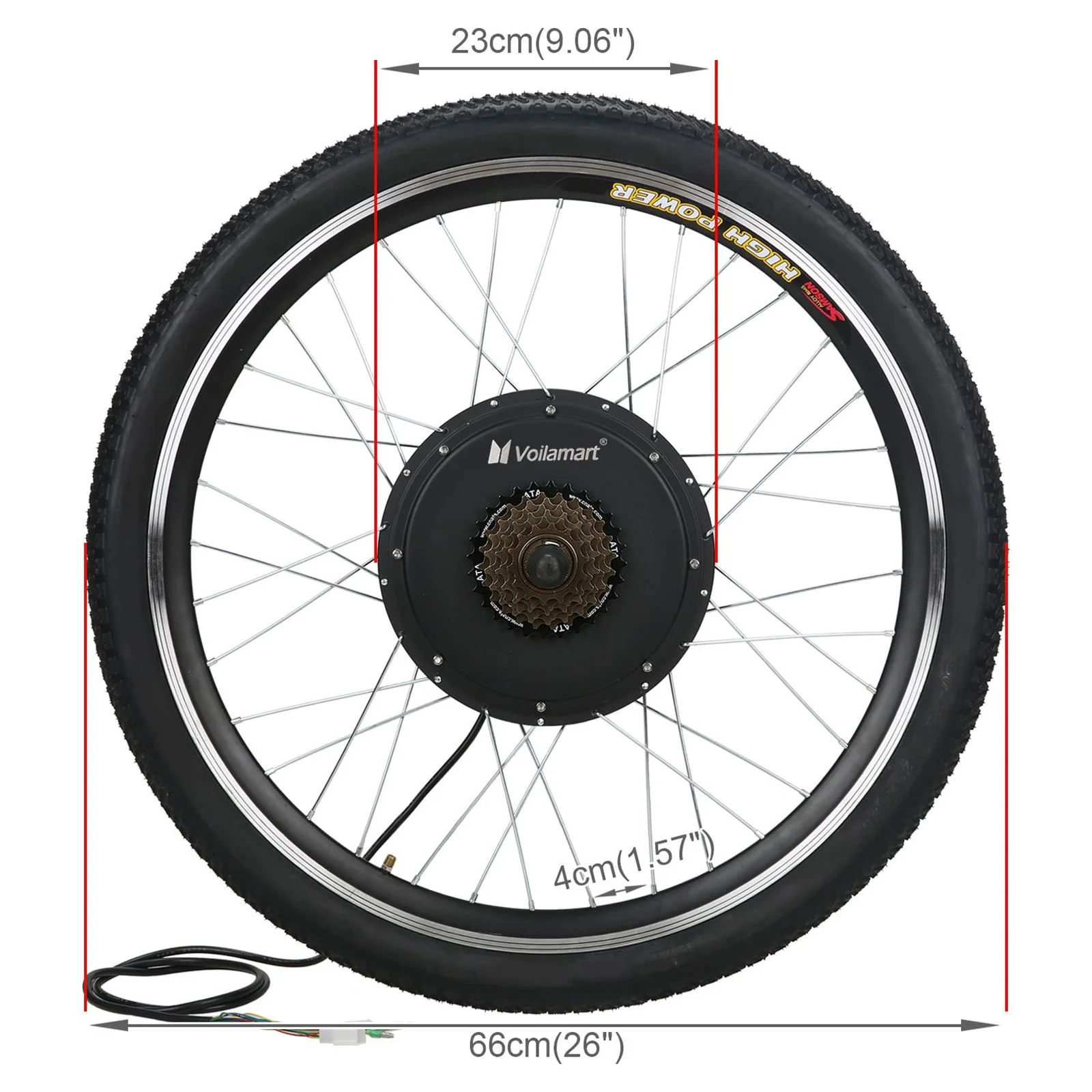 Voilamart 26 In. 48V 1000W Electric Bicycle Motor Conversion Kit Front/Rear Wheel Cycling Hub Conversion Kits