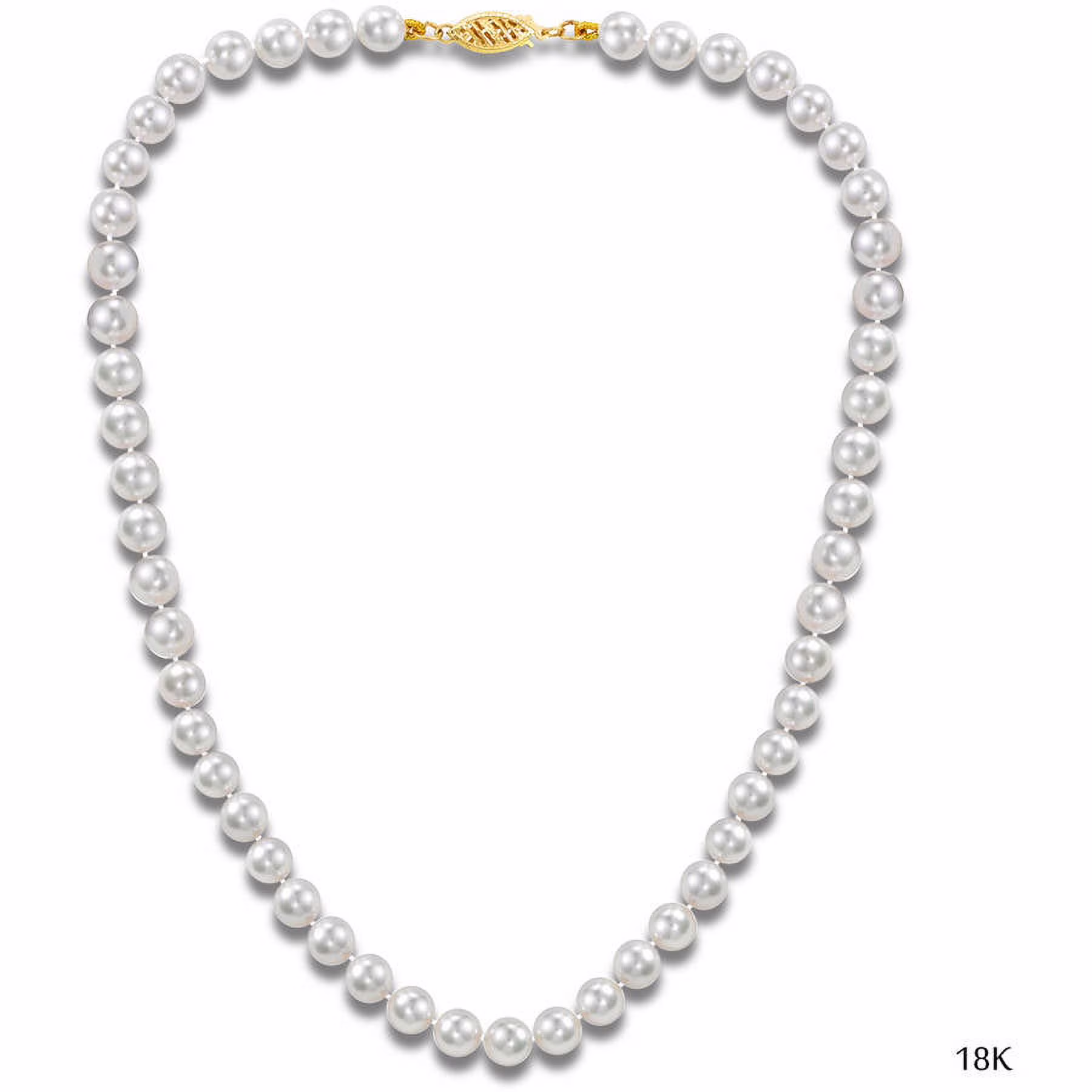 ADDURN Japanese Akoya Saltwater Cultured White Pearl 18kt Gold Necklace for Women, 16