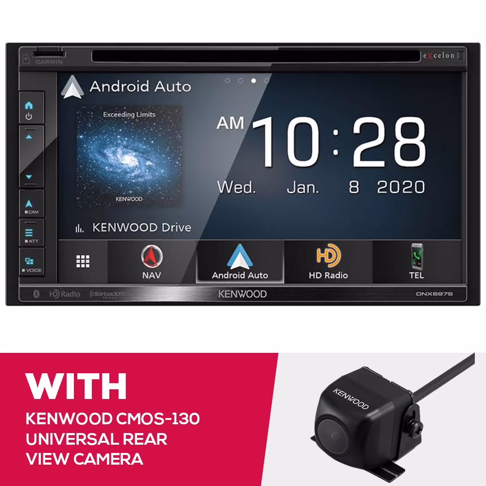 New Kenwood DNX697S Navigation DVD Receiver & CMOS-130 Universal Rear View Camera