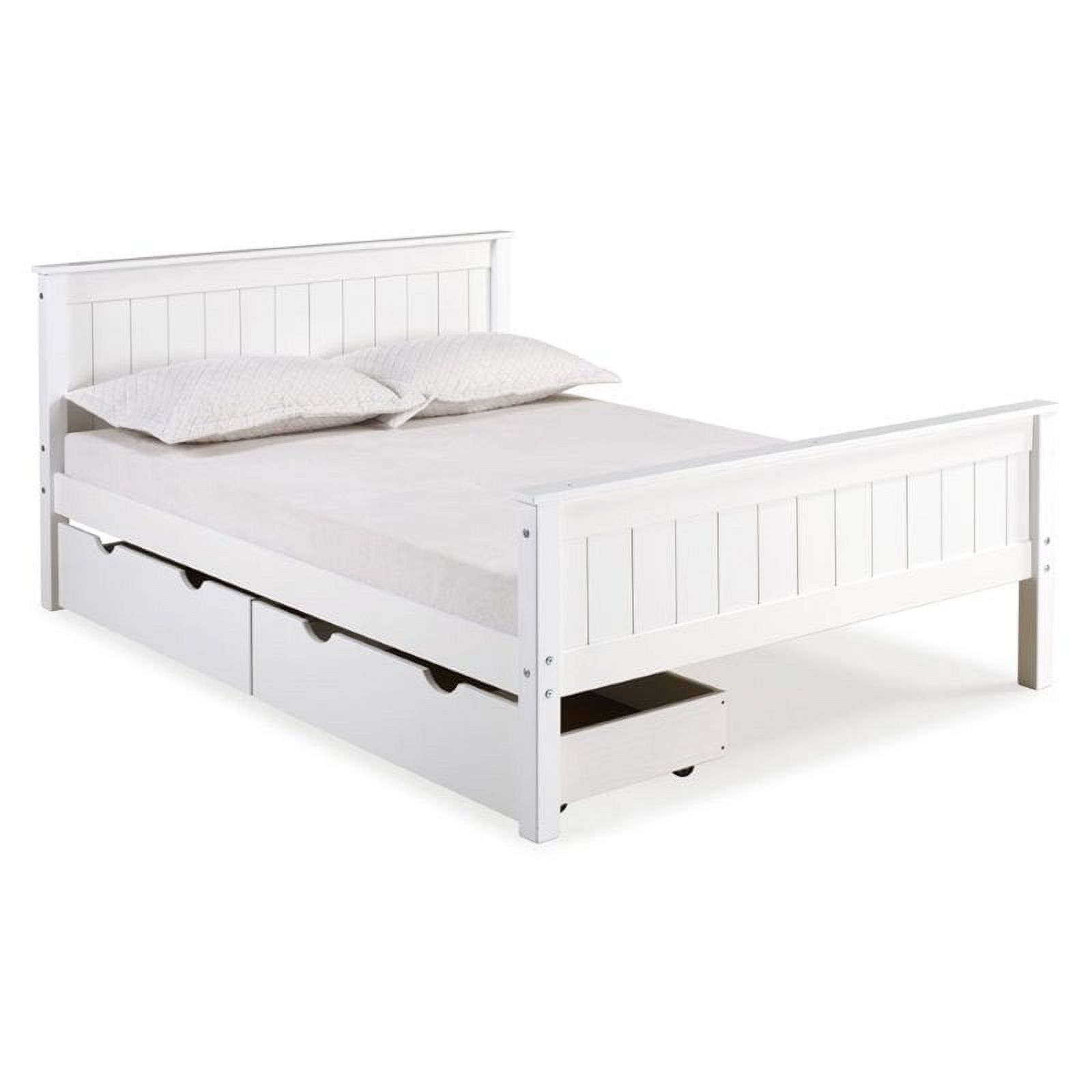 Rosebery Kids Full Wood Platform Bed with Storage Drawers in White