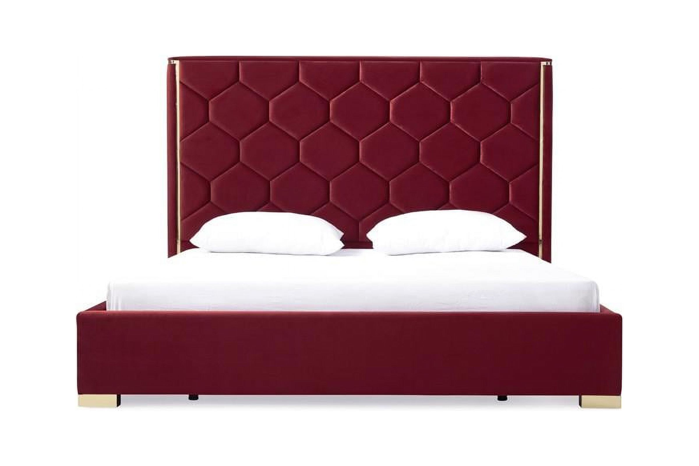 Red Velvet & Gold Queen Bed VIG Modrest Janet Modern Contemporary