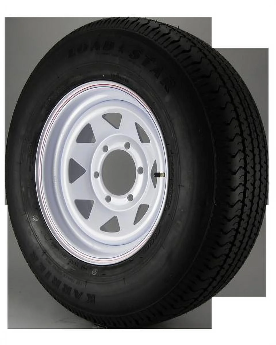 ST225/75R15 Loadstar Trailer Tire LRD on 6 Bolt White Spoke Wheel