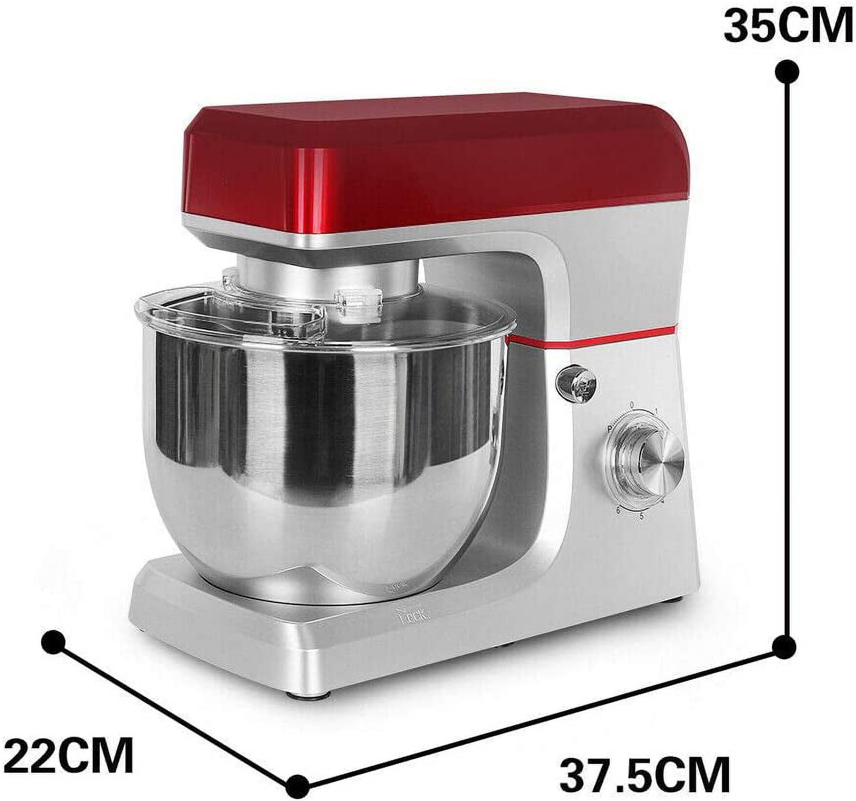 Commercial Stand Mixer 7L Commercial Electric Food Mixer with Dough Hook Kitchen Stainless Steel Dough Mixer Egg Beater Six Speed Household Red