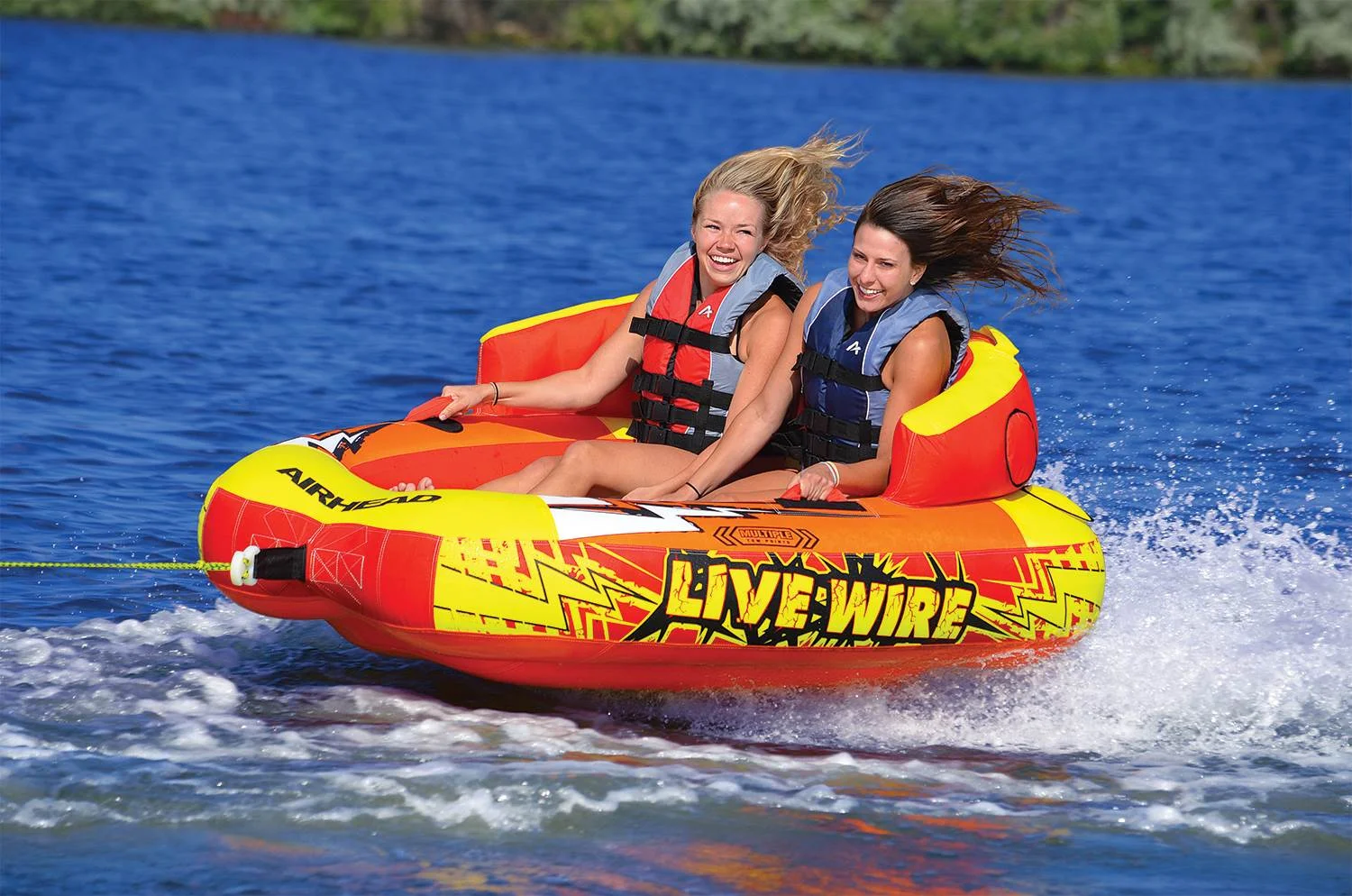 AIRHEAD AHLW-2 Live Wire 2 Inflatable 1-2 Rider Boat Towable Lake Water Tube