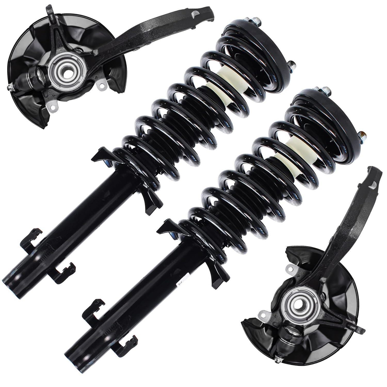 Detroit Axle - Front Steering Knuckles & Wheel Hub Bearings + Struts w/Coil Spring Replacement for 2008-2012 Honda Accord - 4pc Set