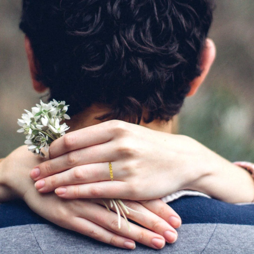 0.4 ct Brilliant Round Cut Natural Citrine 18K Yellow Gold Stackable Band SZ 3.5