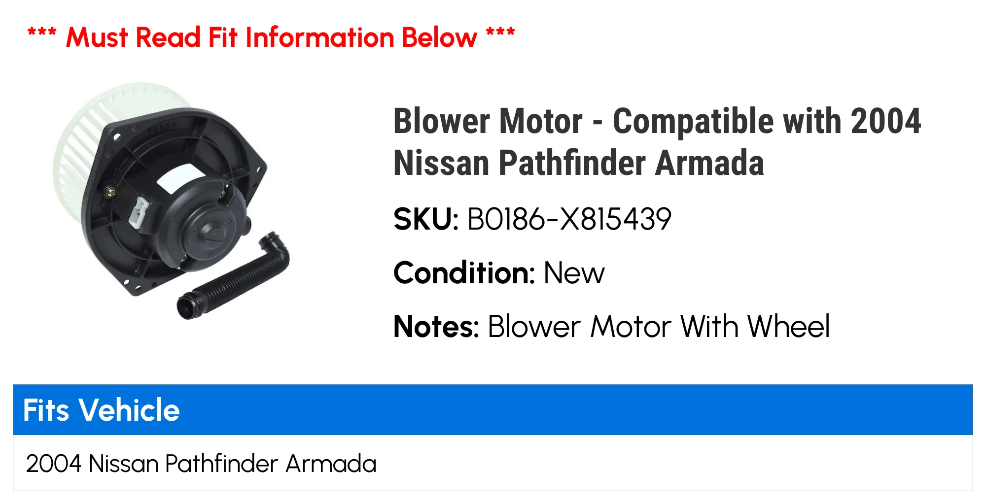 Blower Motor - Compatible with 2004 Nissan Pathfinder Armada