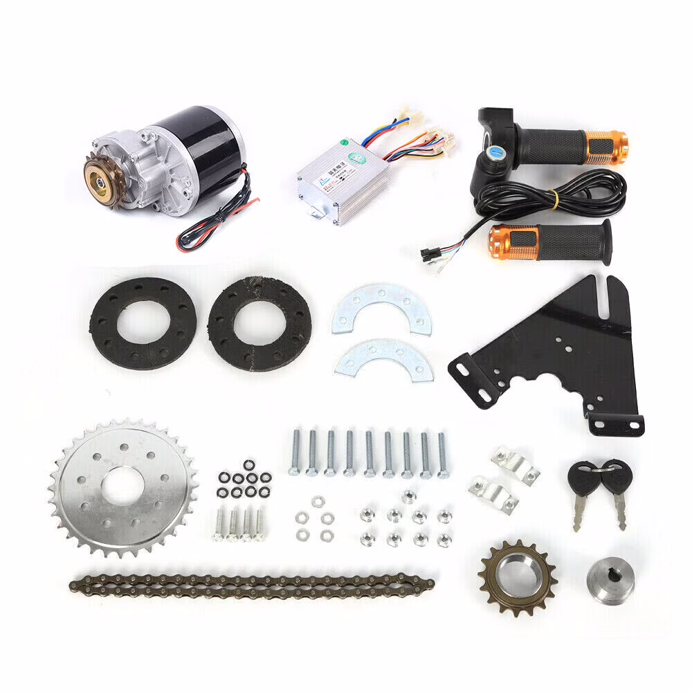 350W Electric Bicycle Conversion Kit E-Bike Brush Motor Conversion Kit W/Freewheel Chain