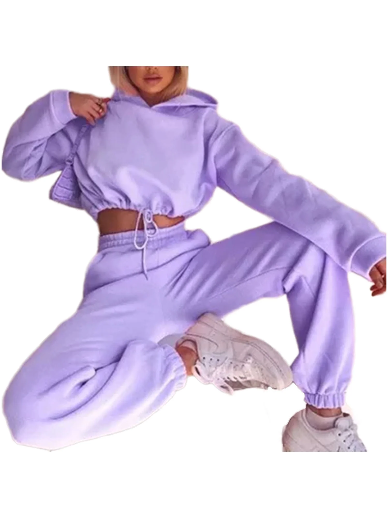 Capreze Jogging Sports Suits for Women 2 Piece Sweatsuits Tracksuits Outfits Sexy Long Sleeve Crop Hoodie Pants Sets