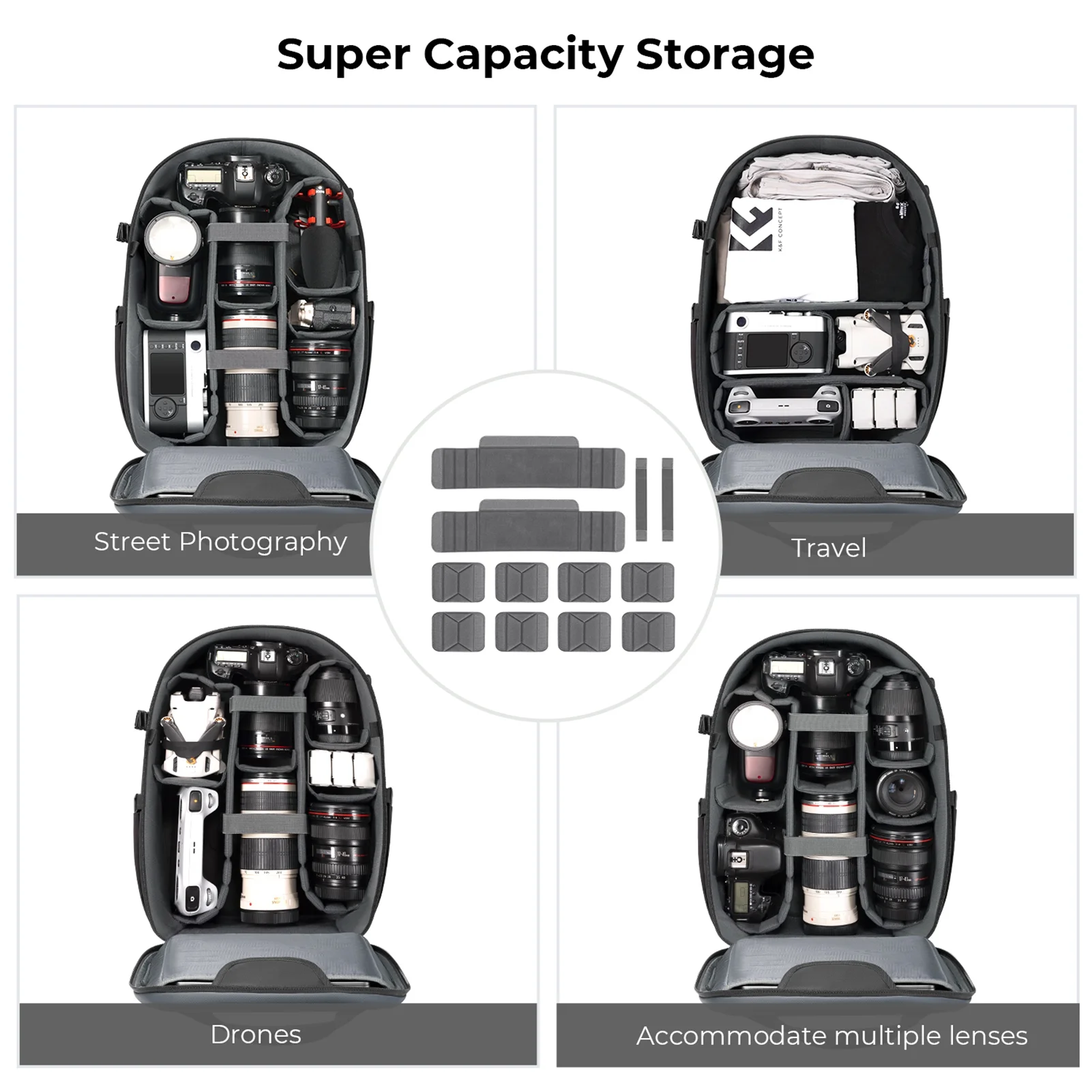 K&F CONCEPT K&F CONCEPT KF13.158 Camera Backpack with Laptop Compartment and Rainproof Cover Compatible with Various DSLR Cameras
