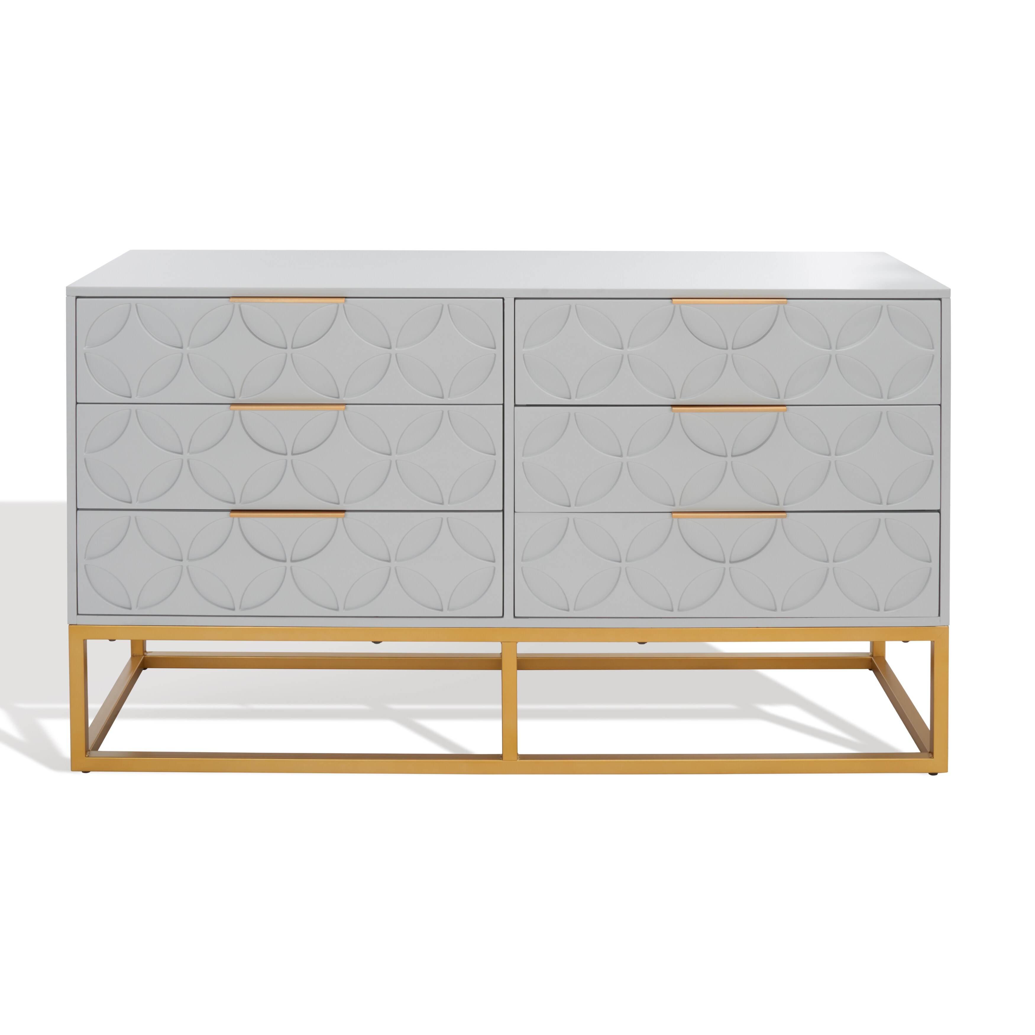 Safavieh  Couture Emelia 6-Drawer Dresser Grey/Gold