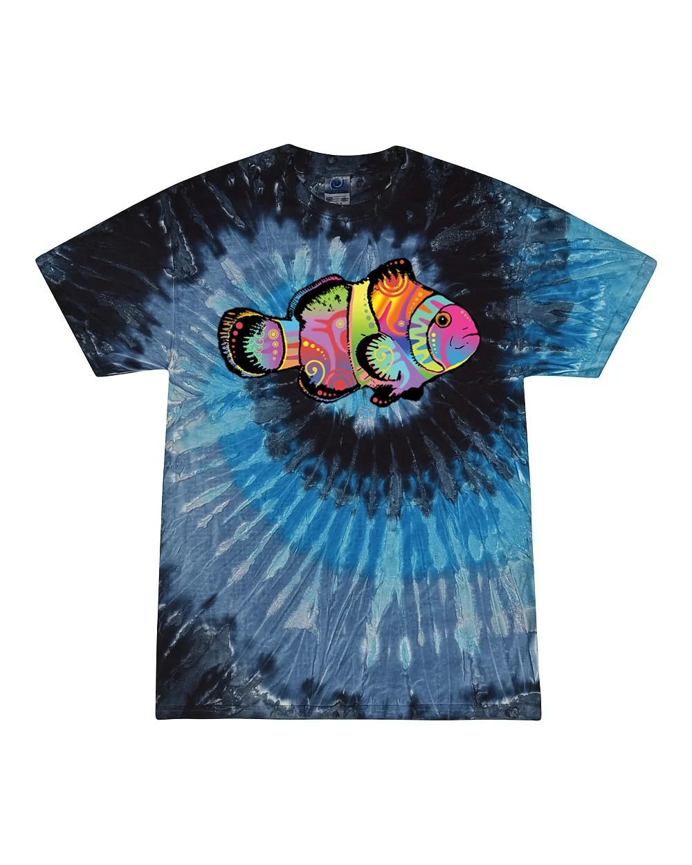 Wild Bobby, Colorful Neon Nemo Clownfish, Animal Lover, Tie-Dye Tees, Evening Sky, Small