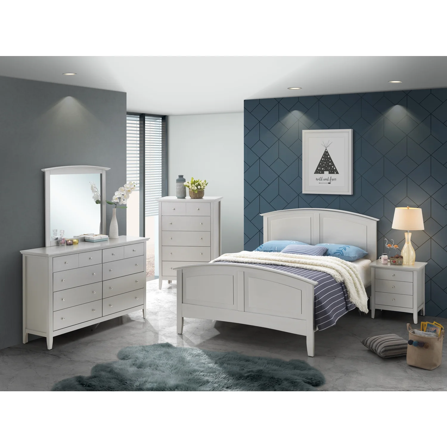 LYKE Home King Bed , Silver Champagne
