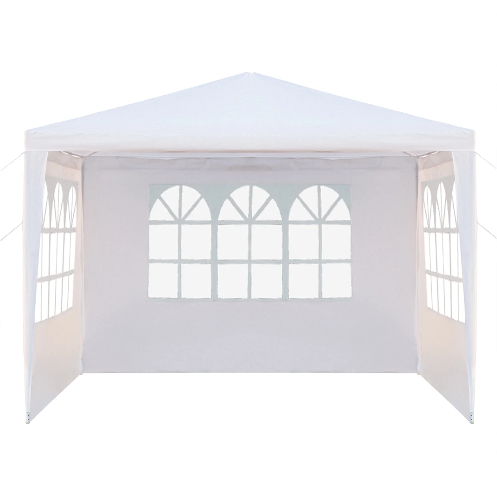 AIJIA Outdoor Wedding Tent, 3 x 3m Three Sides Camping Shelter Gazebo Canopy with Spiral Tubes, Easy Set Party Gazebo - White