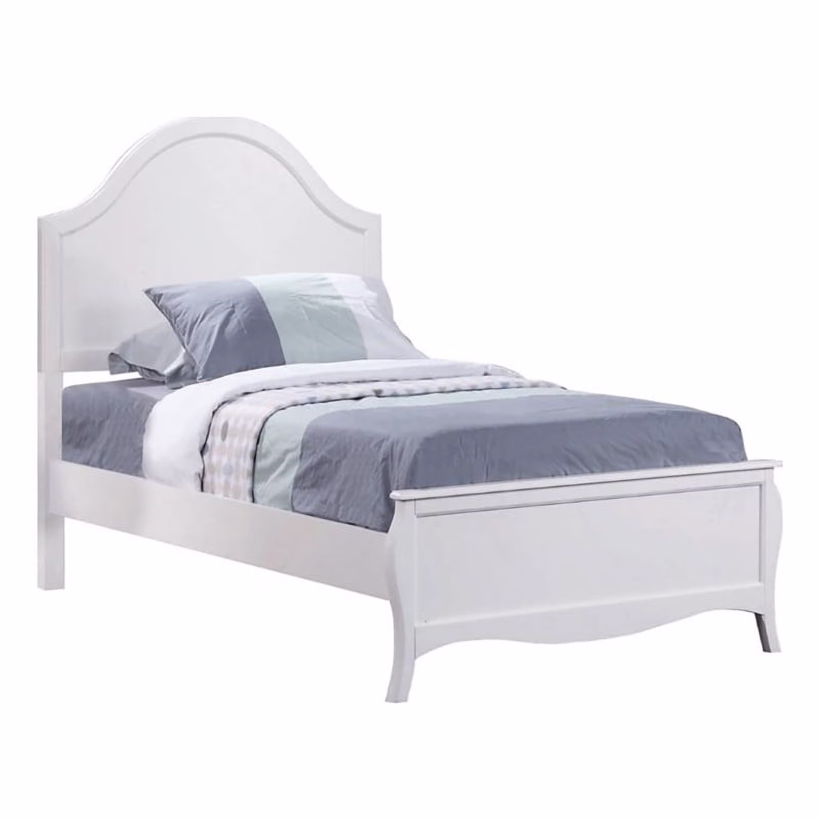 Bowery Hill Coastal Wood Arched Headboard Full Panel Bed in White