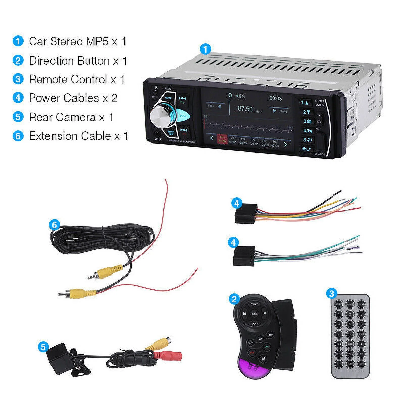 4.1 inch Car Radio Player FM Radio Music Display 1080P High Definition Display USB MP5 Player with Remote Control