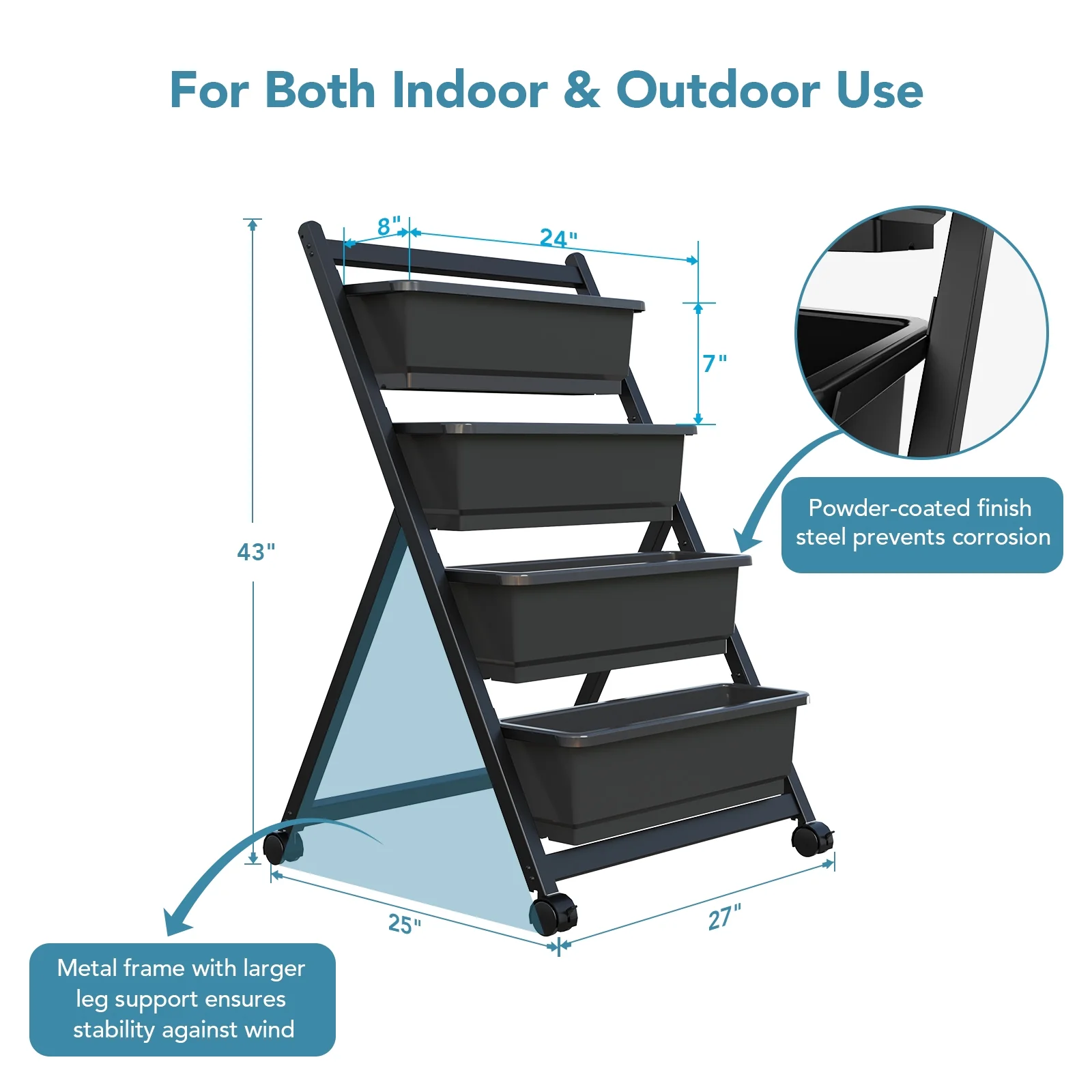 FLEXIMOUNTS 4-Tiers Vertical Raised Garden Bed 4Ft Freestanding Elevated Garden Planters 45