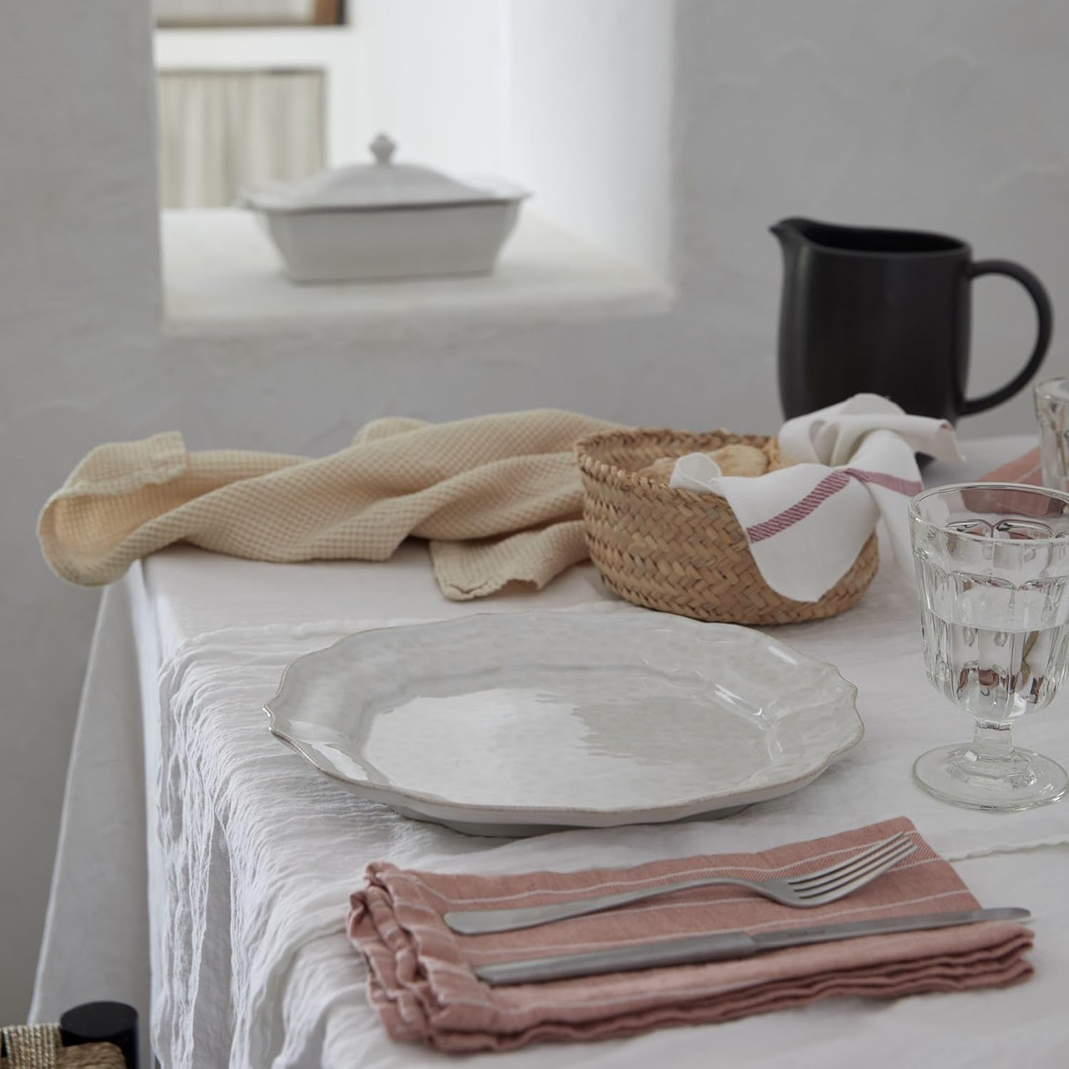 Ceramic Stoneware 11'' Dinner Plate - Impressions Collection, White | Microwave & Dishwasher Safe Dinnerware | Food Safe Glazing | Restaurant Quality Tableware