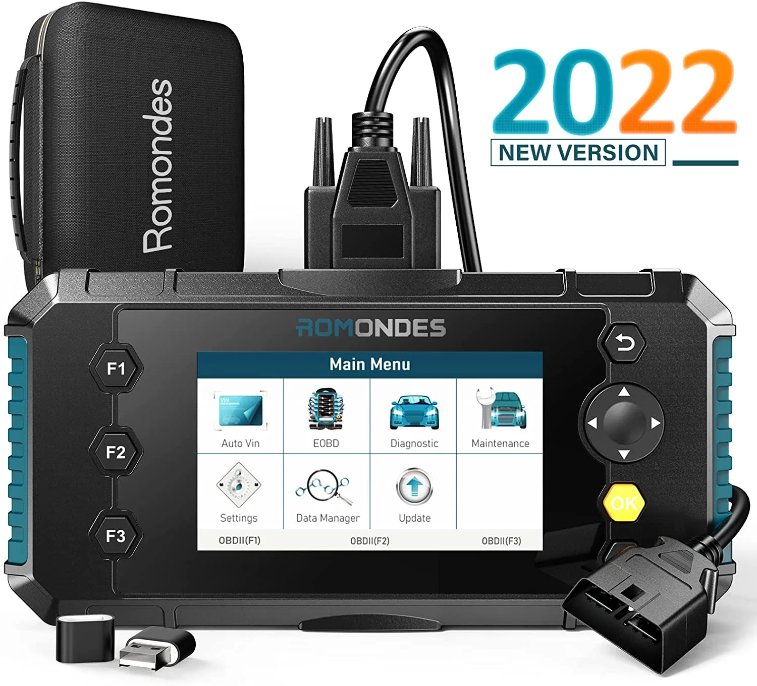 Romondes OBD2 Scanner RD4000, Full System Code Reader Car Diagnostic Tool for All Vehicles with ABS Bleeding/EPB/SAS/Throttle Body/Oil Light Reset, 2022 Newest Professional Auto VIN Escaner Automotriz
