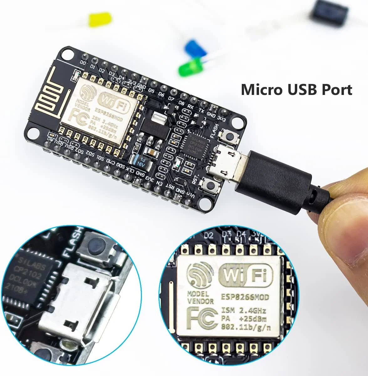 3Pcs ESP8266 NodeMCU CP2102 ESP-12E Wireless WiFi Module Internet of Things Development Board Compatible