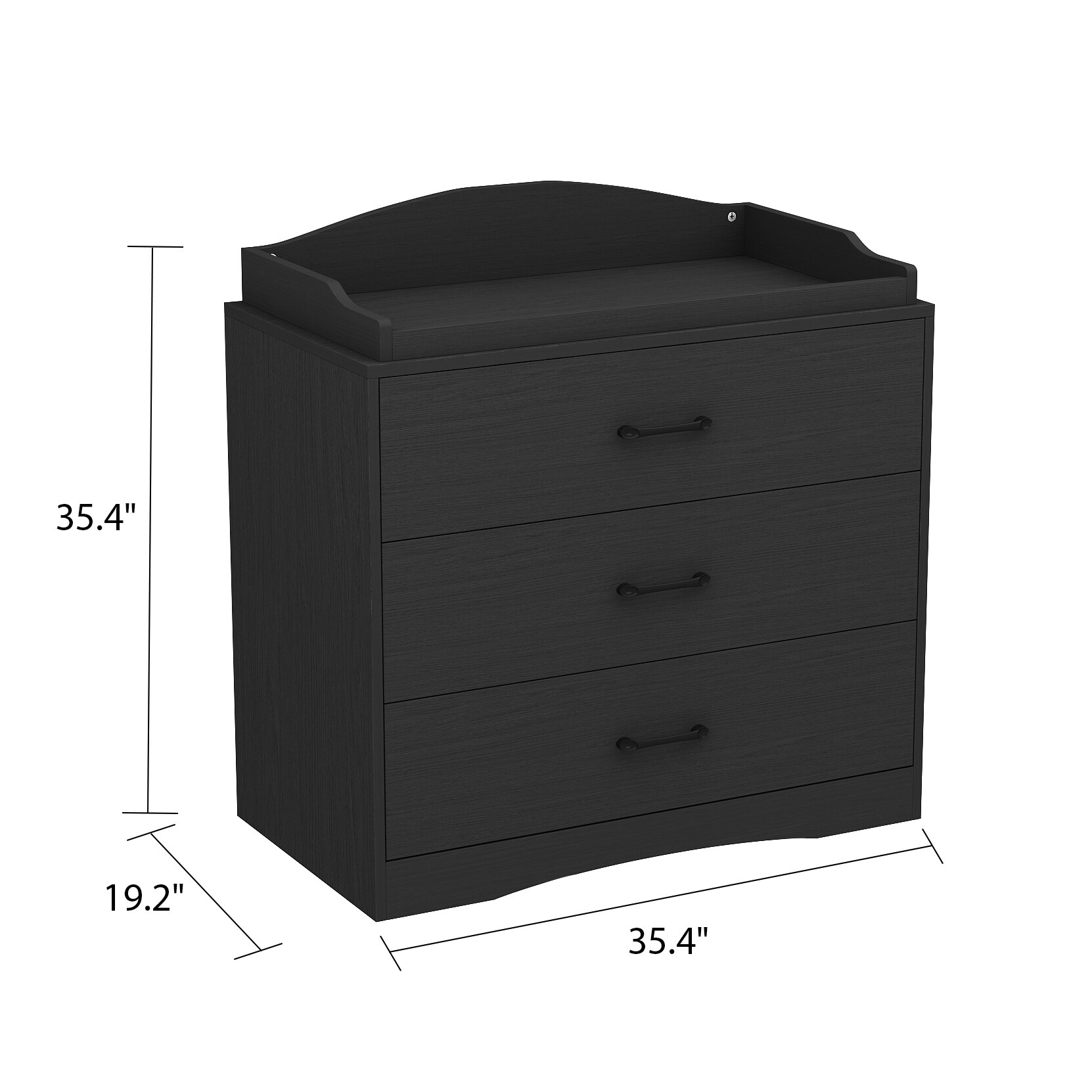 Benton Technology Kerrogee 3-Drawer Dresser with Changing Table - Grey/White/Black White