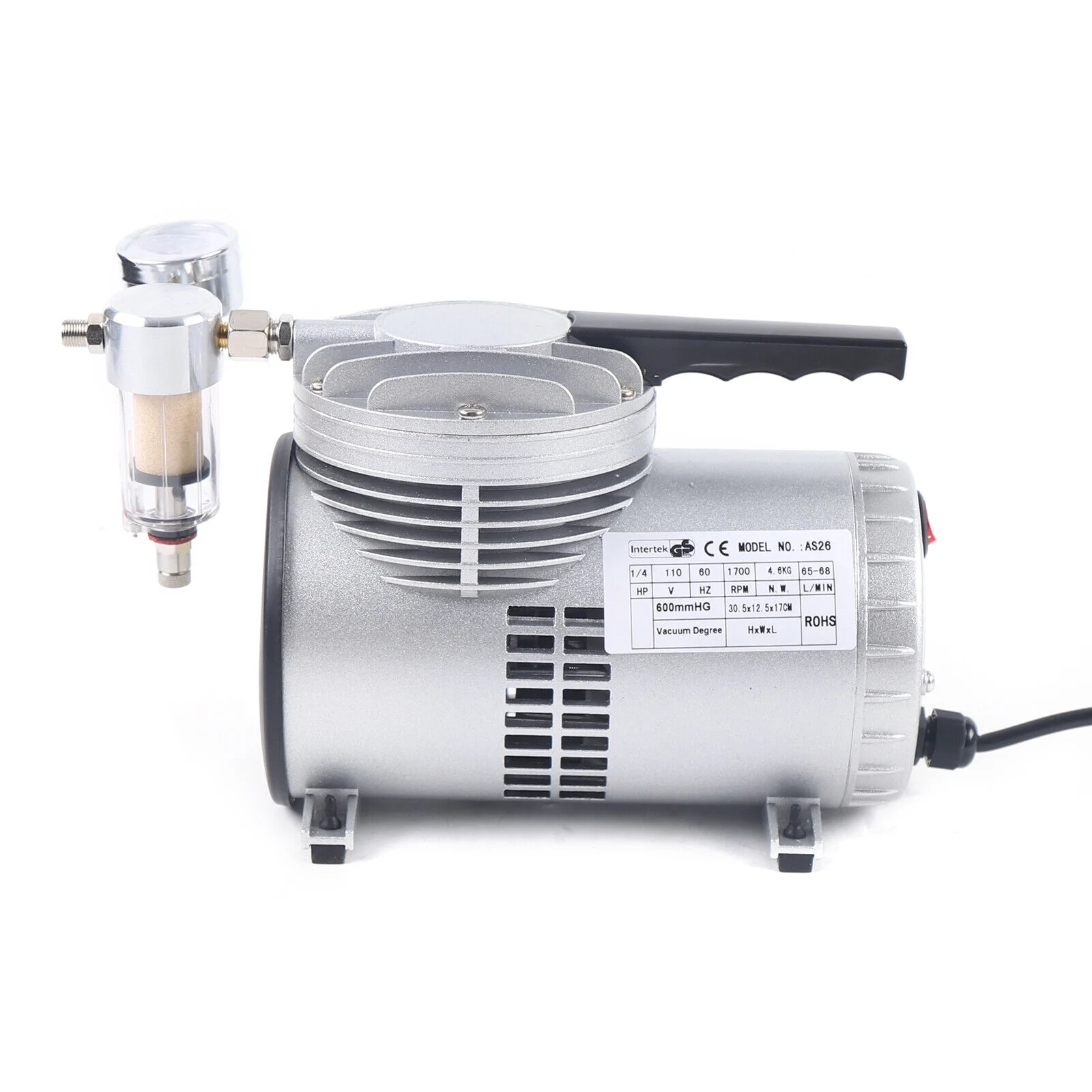 Miumaeov 1/6HP Oilless Diaphragm Vacuum Pump Small Oil Free Vacuum Gauge Suction Pump Automotive Vacuum Suction Pump Refrigerant Air Tool