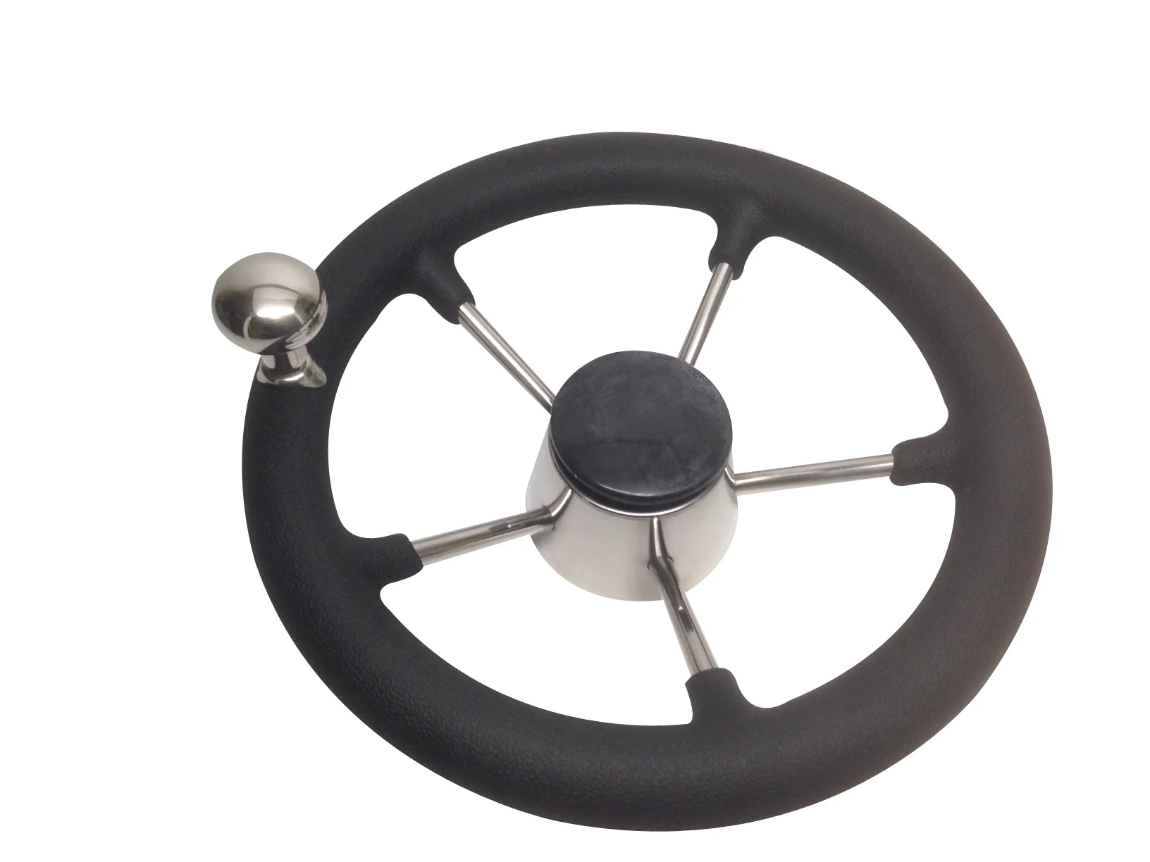Pactrade Marine 11” Destroyer SS Steering Wheel 5 Spoke Foam Grip Control Knob