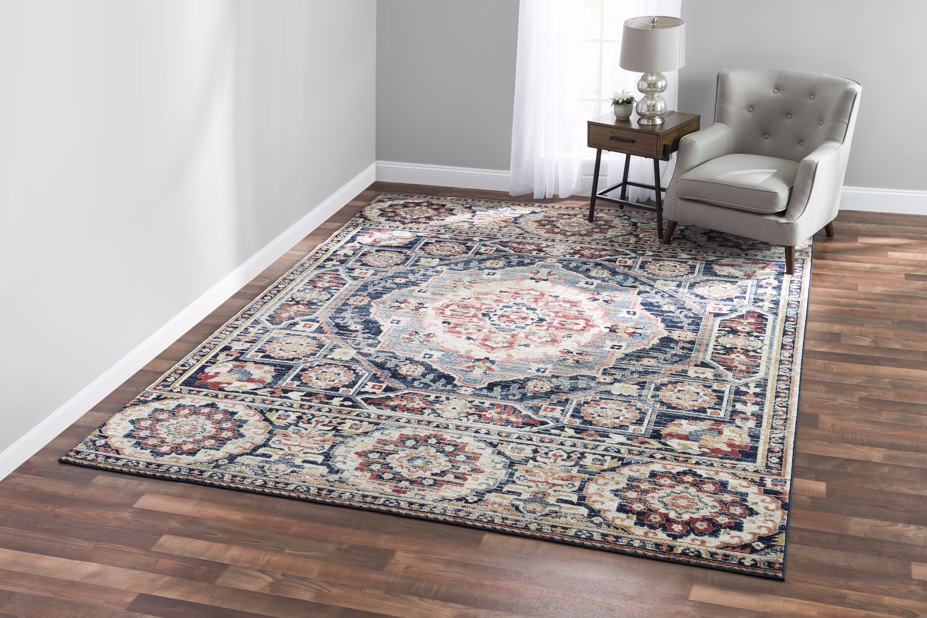 VCNY Home Tabitha Navy Rust Medallion Area Rug, 9' x 12'