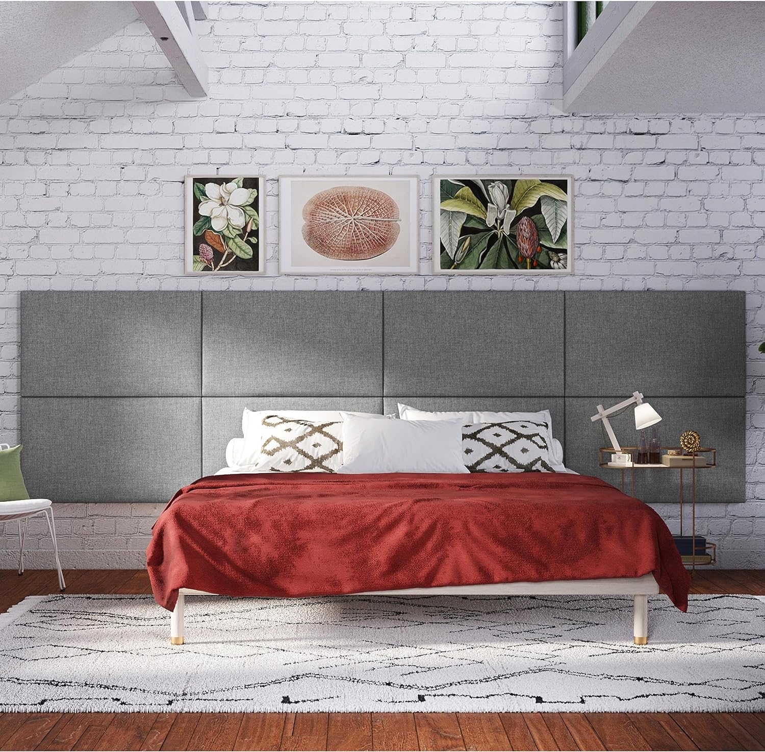 Panelist Modern Padded Headboard- Set Of 2 Wall Mounted Panels (Each 22.5