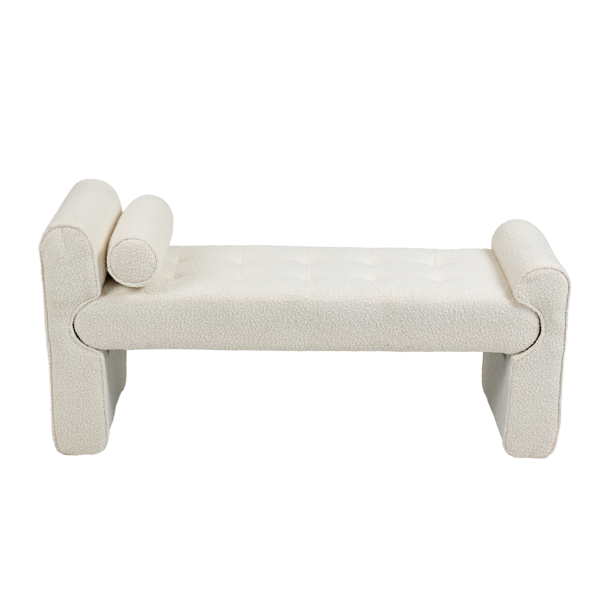 Modern Boucle Upholstered Ottoman Bench, Mid Century Bed Stool, End of Bed, Living Room, Hallway - 1 Pack