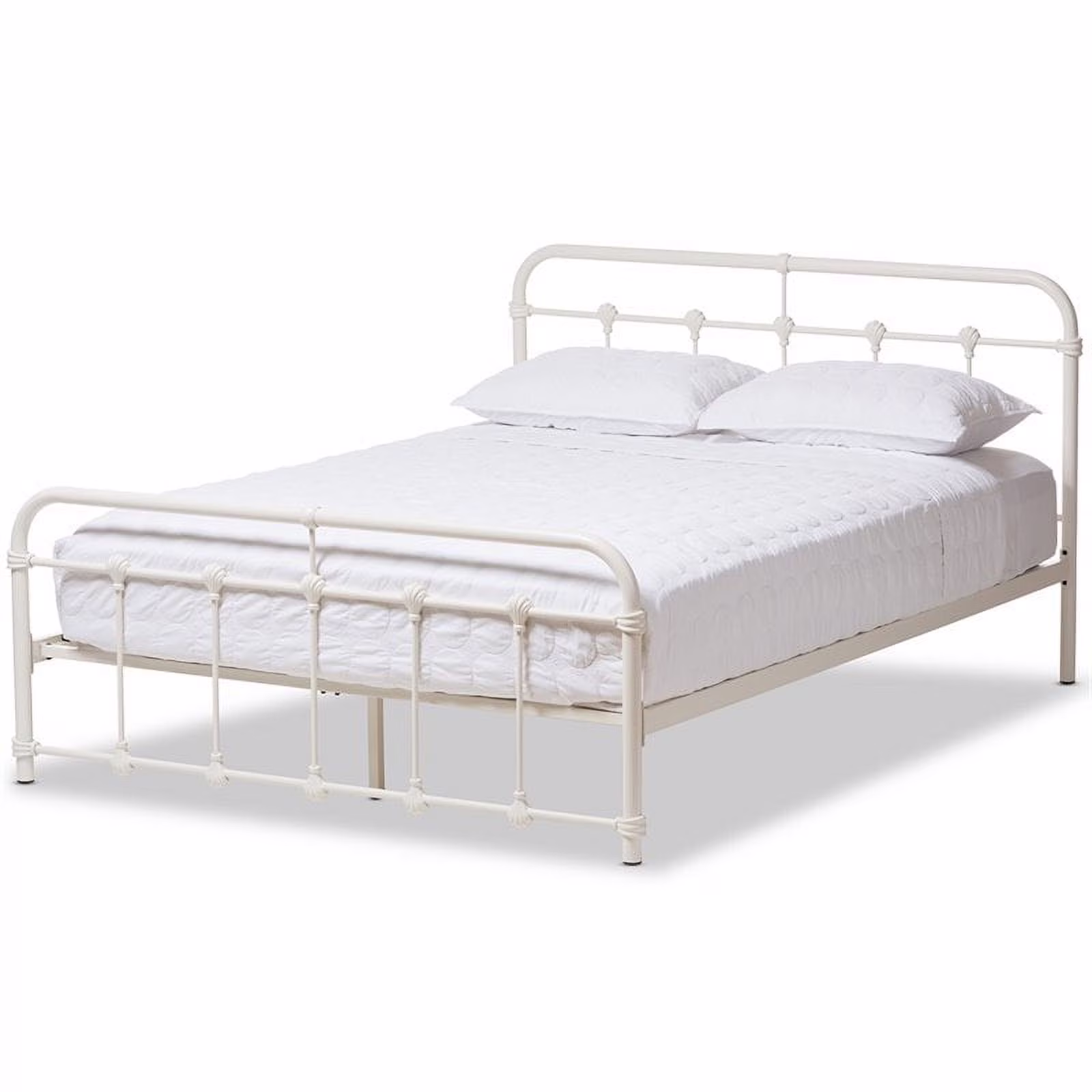 Bowery Hill Queen Metal Spindle Bed in White