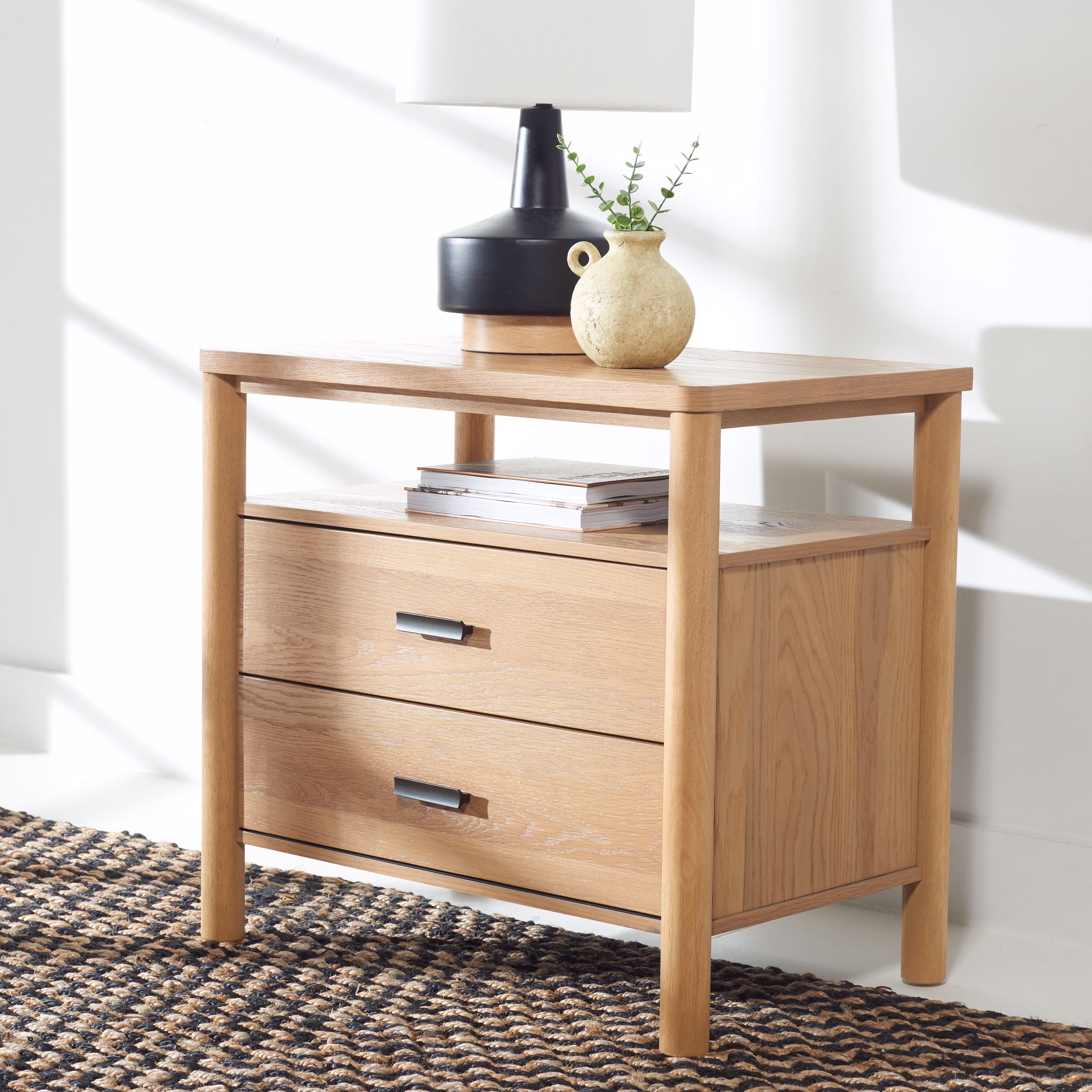 SAFAVIEH Couture Jaylessa Modern Nightstand with 2 Drawers, Natural