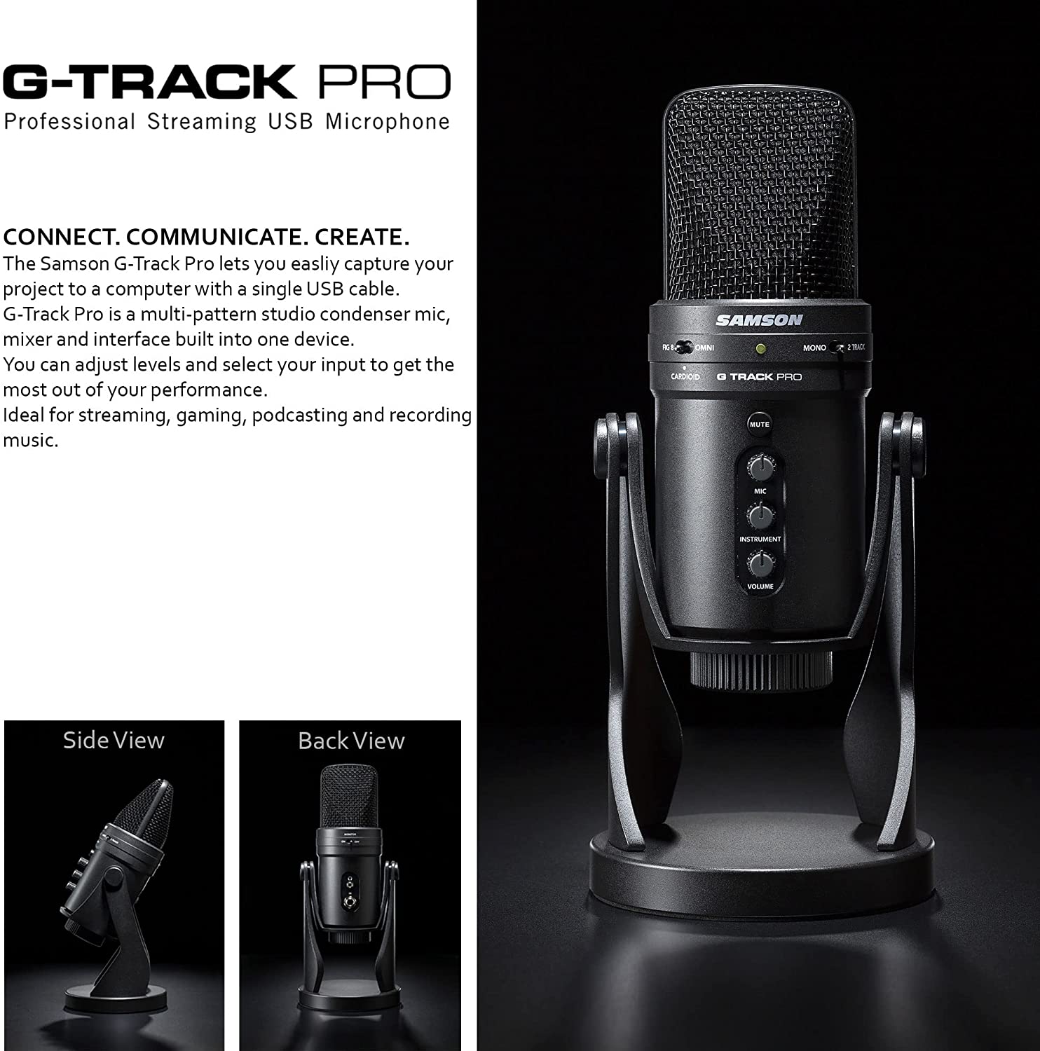 Samson G-Track Pro USB 24-bit Studio Condenser Mic with Audio Interface + Samson G-Track Pro Pop Filter + Cleaning Cloth - Great Microphone Bundle