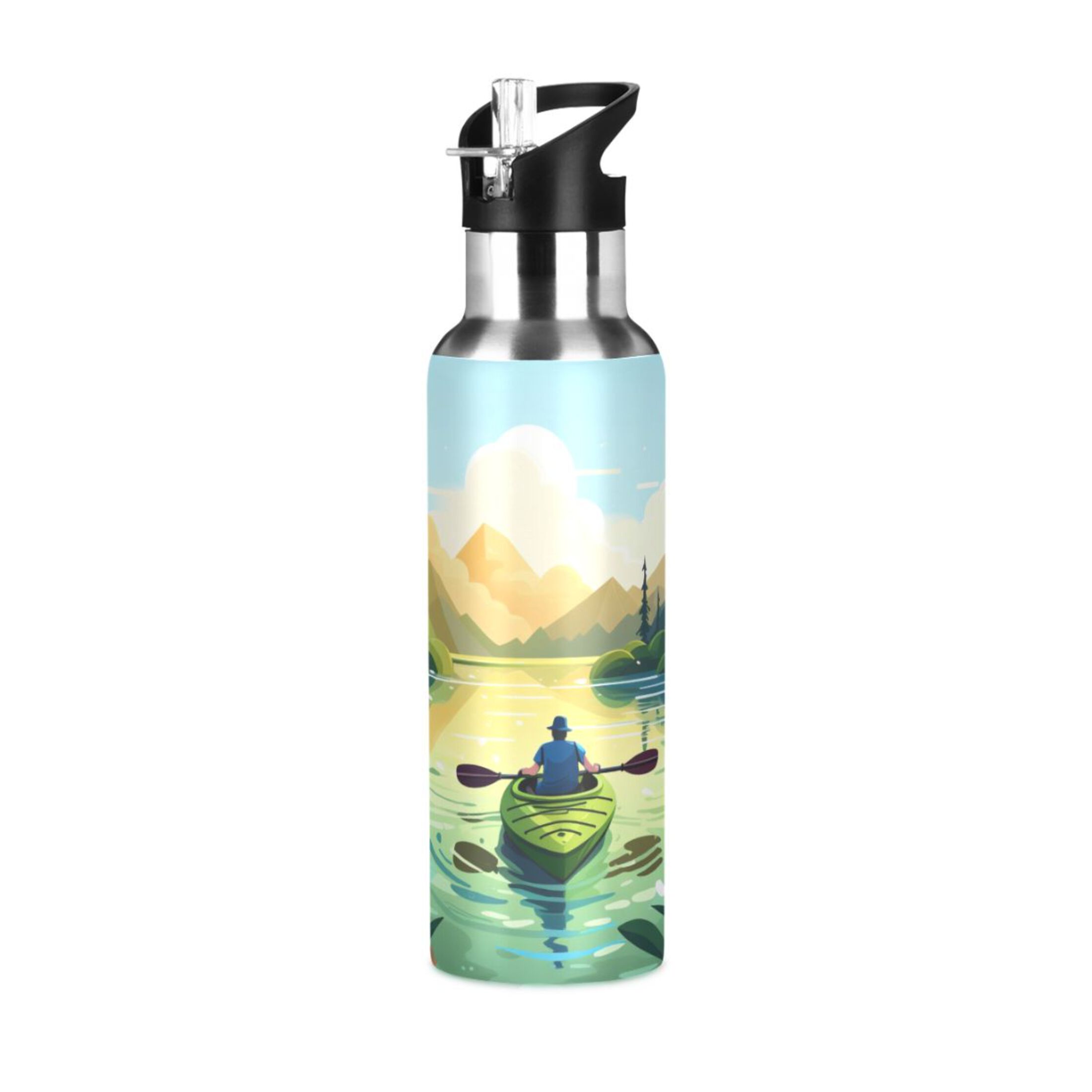 Boating- 101 - To Boating Landscape Water Bottles Insulated Thermos Kids Stainless Steel Bottle with Straw Lid Flask Leakproof for Sports Gym 20 oz