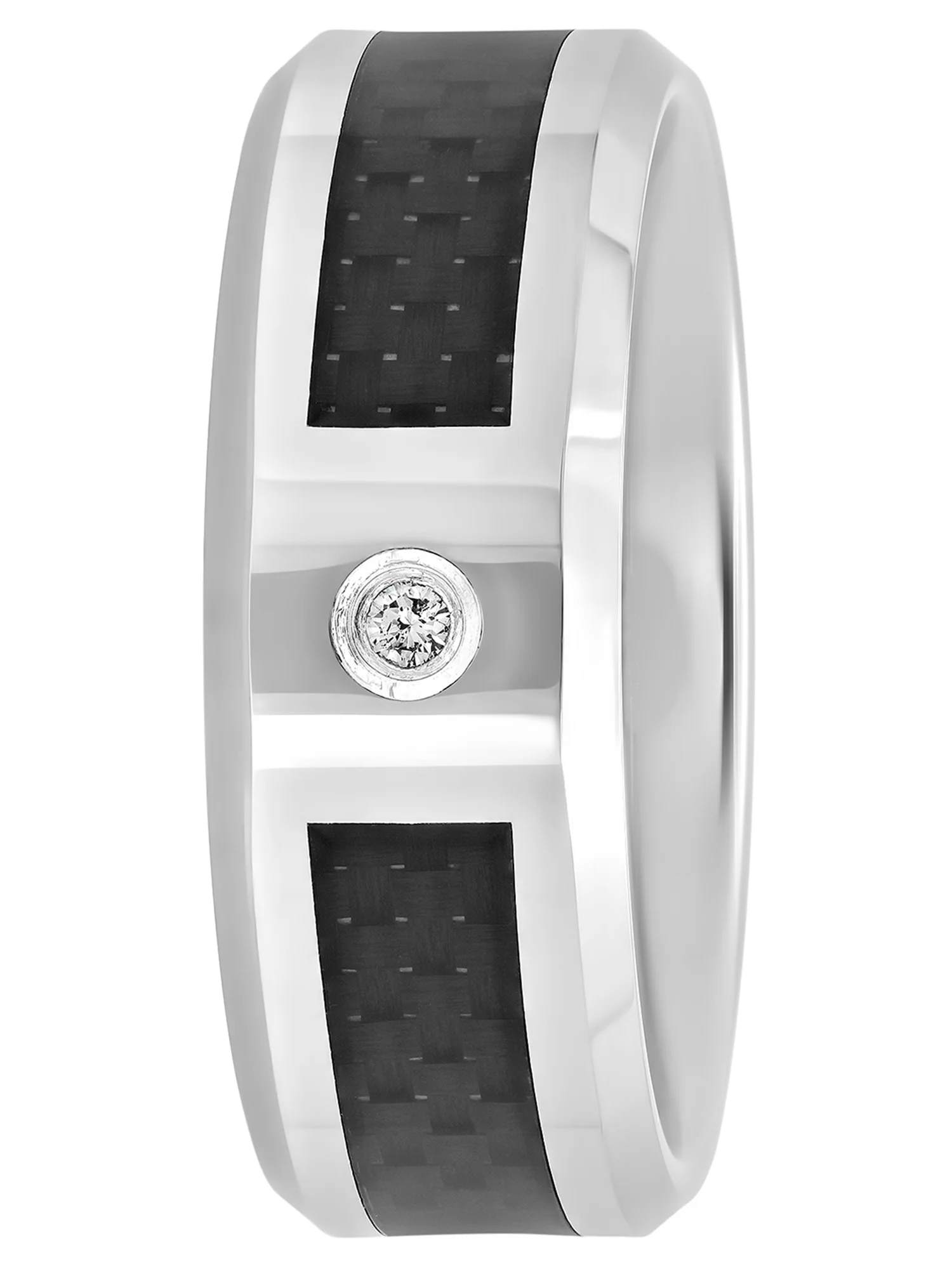 Men's Diamond Accent Ring in Tungsten with Carbon Fiber, 8mm