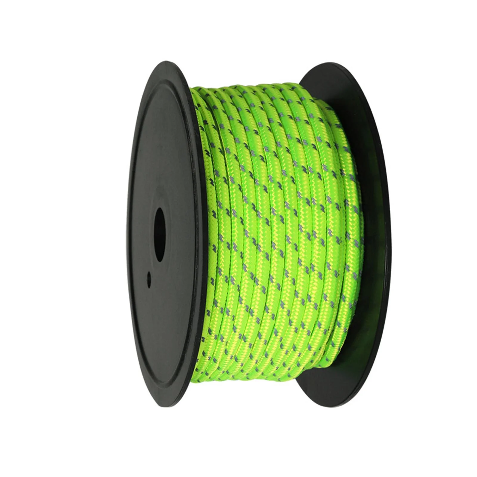 30M 6mm Reflective Tent Rope Guylines, Towing Lines for Hiking Solid Braid High Tensile Strength Cord Tent Accessory Weather Resistant Fluorescent Green